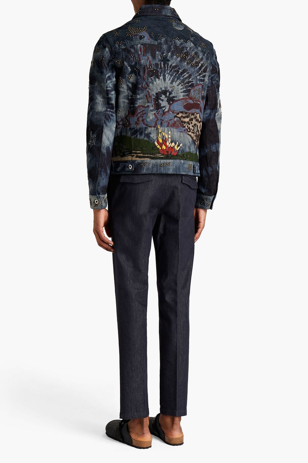 VALENTINO Embellished tie-dyed denim jacket