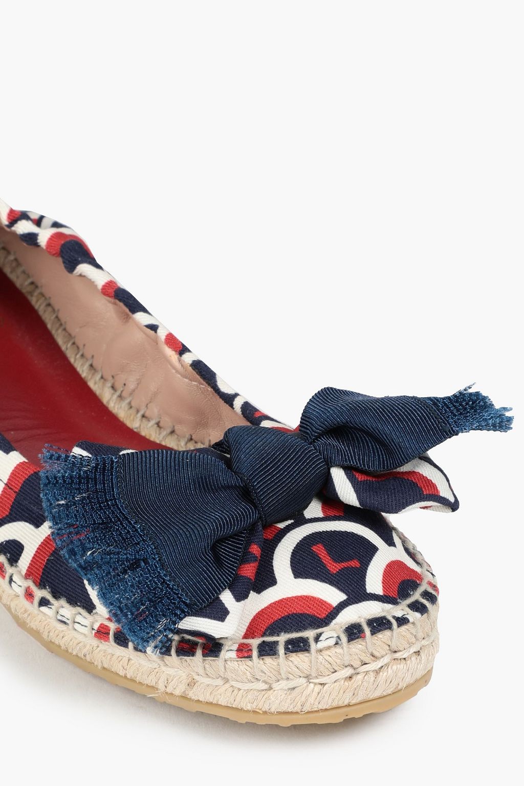 VALENTINO GARAVANI Bow-embellished printed gabardine espadrilles
