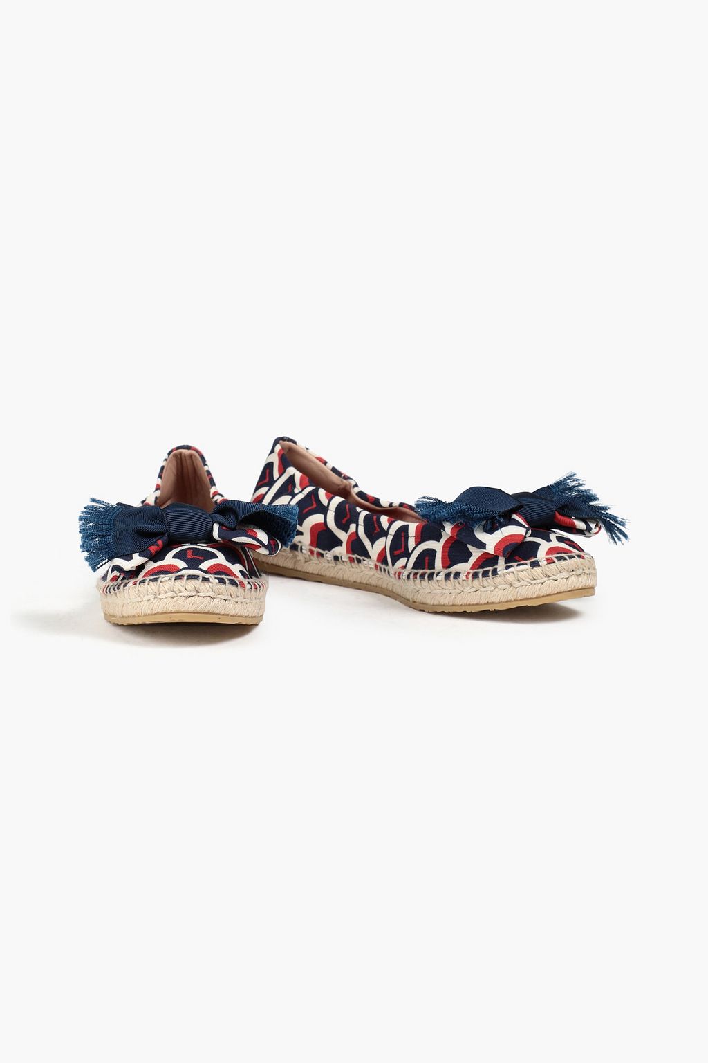 VALENTINO GARAVANI Bow-embellished printed gabardine espadrilles