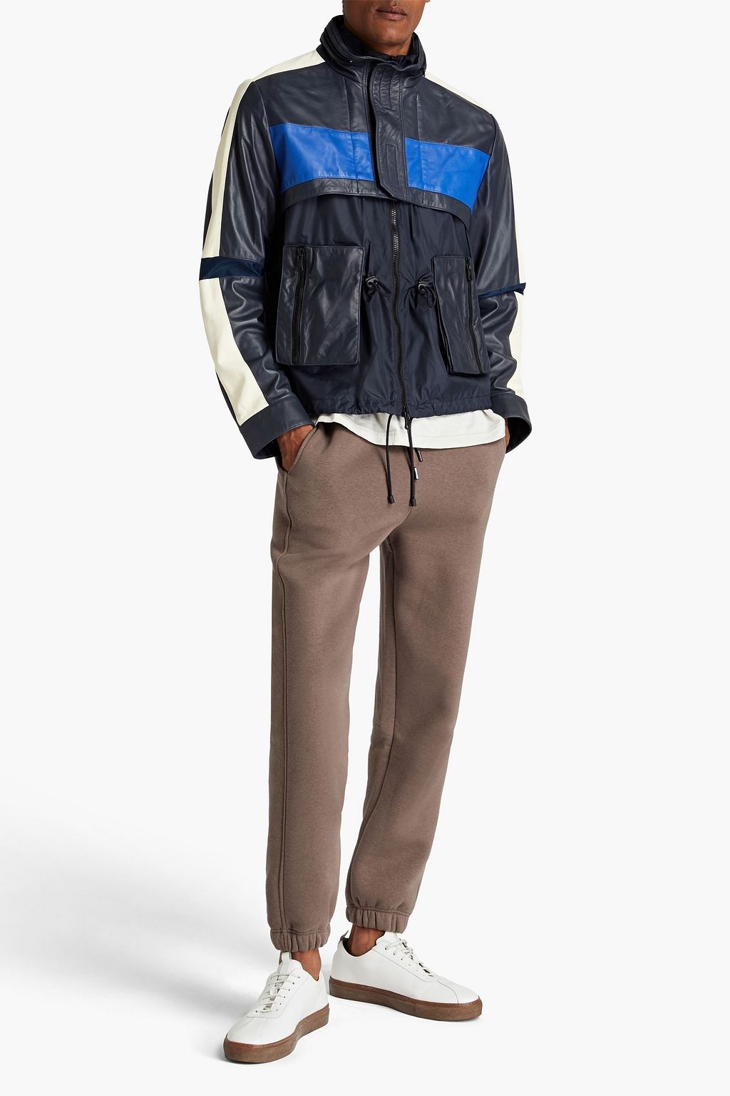VALENTINO GARAVANI Leather-paneled shell jacket