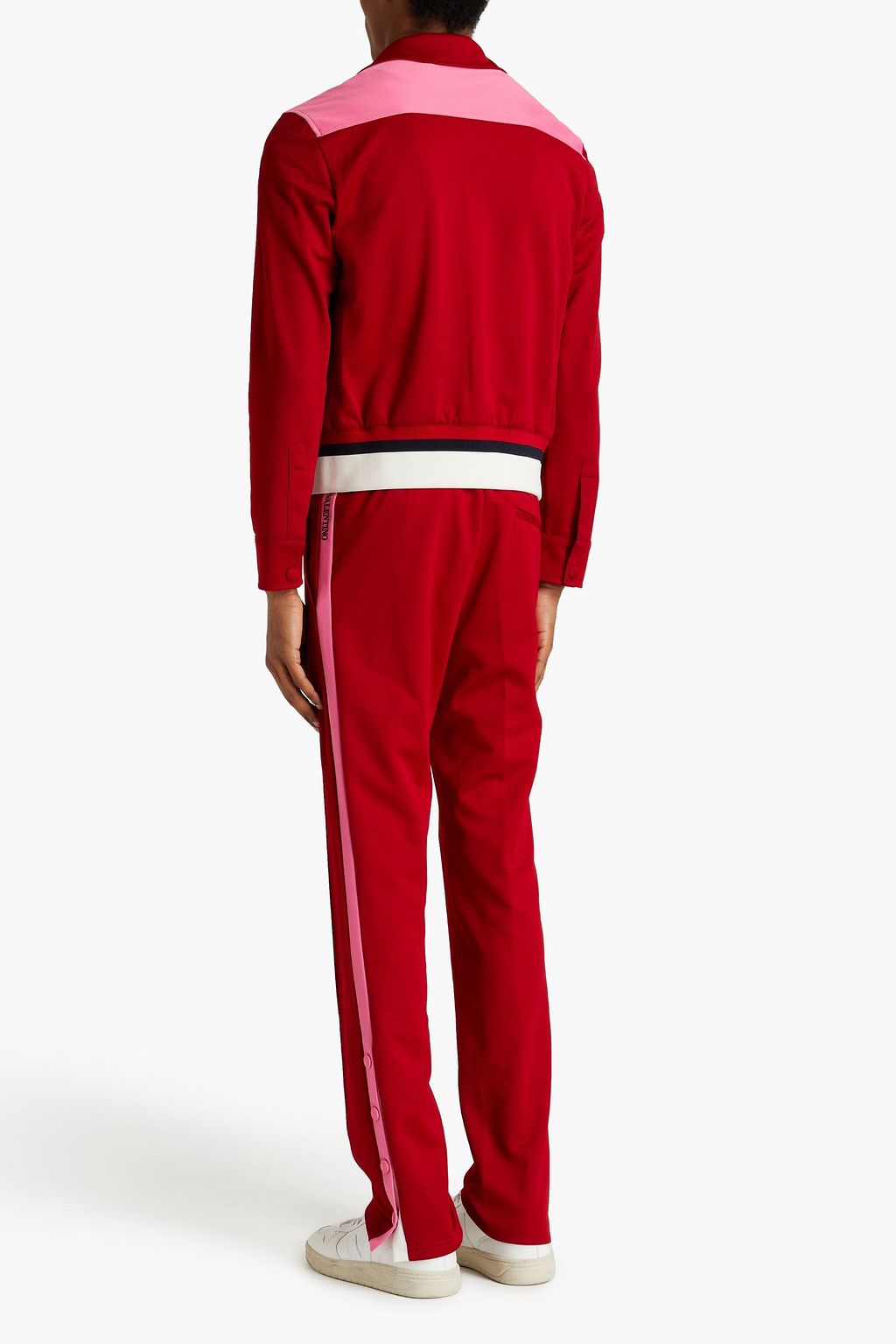 VALENTINO Tapered striped stretch-jersey pants