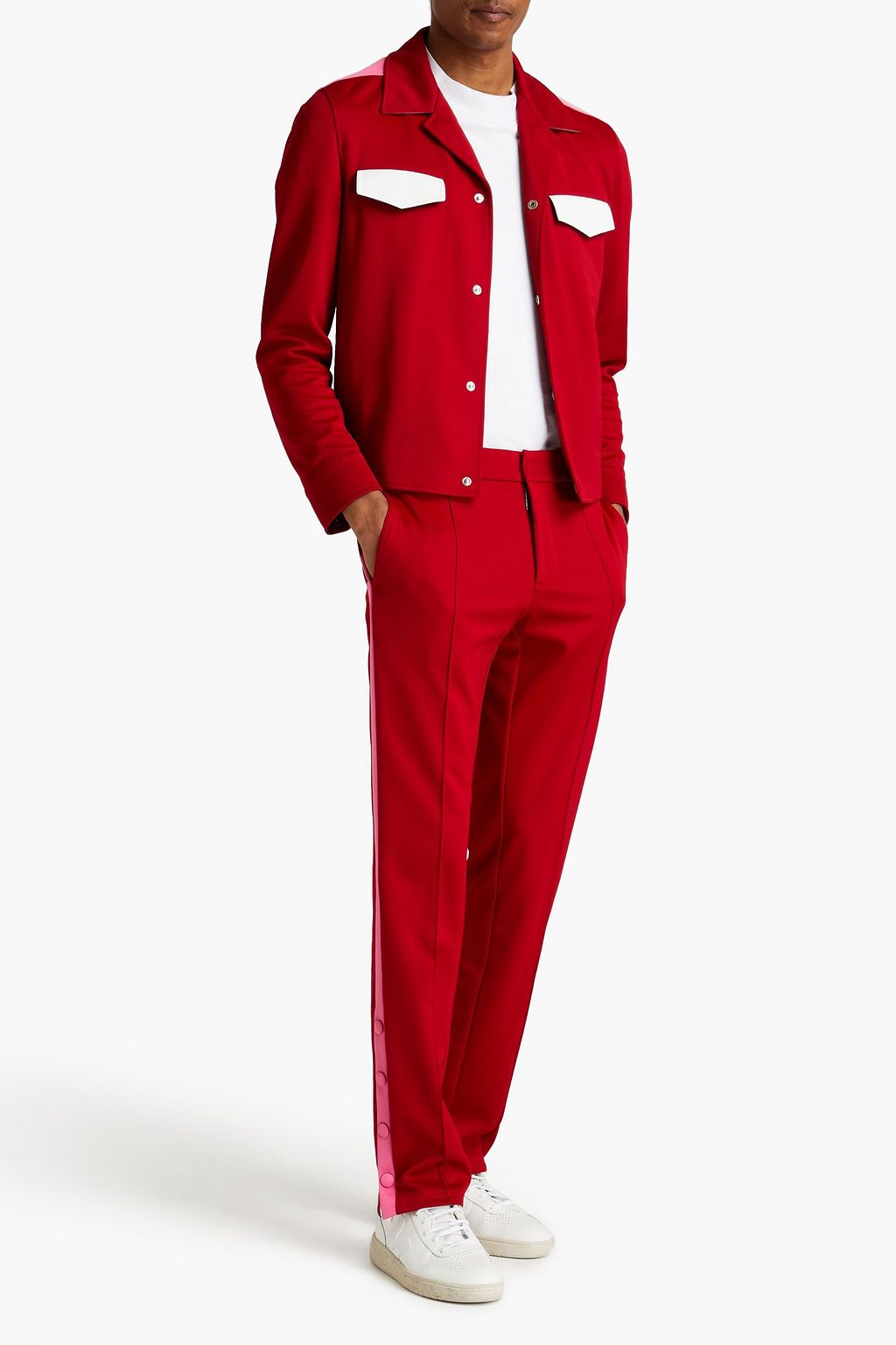 VALENTINO Tapered striped stretch-jersey pants