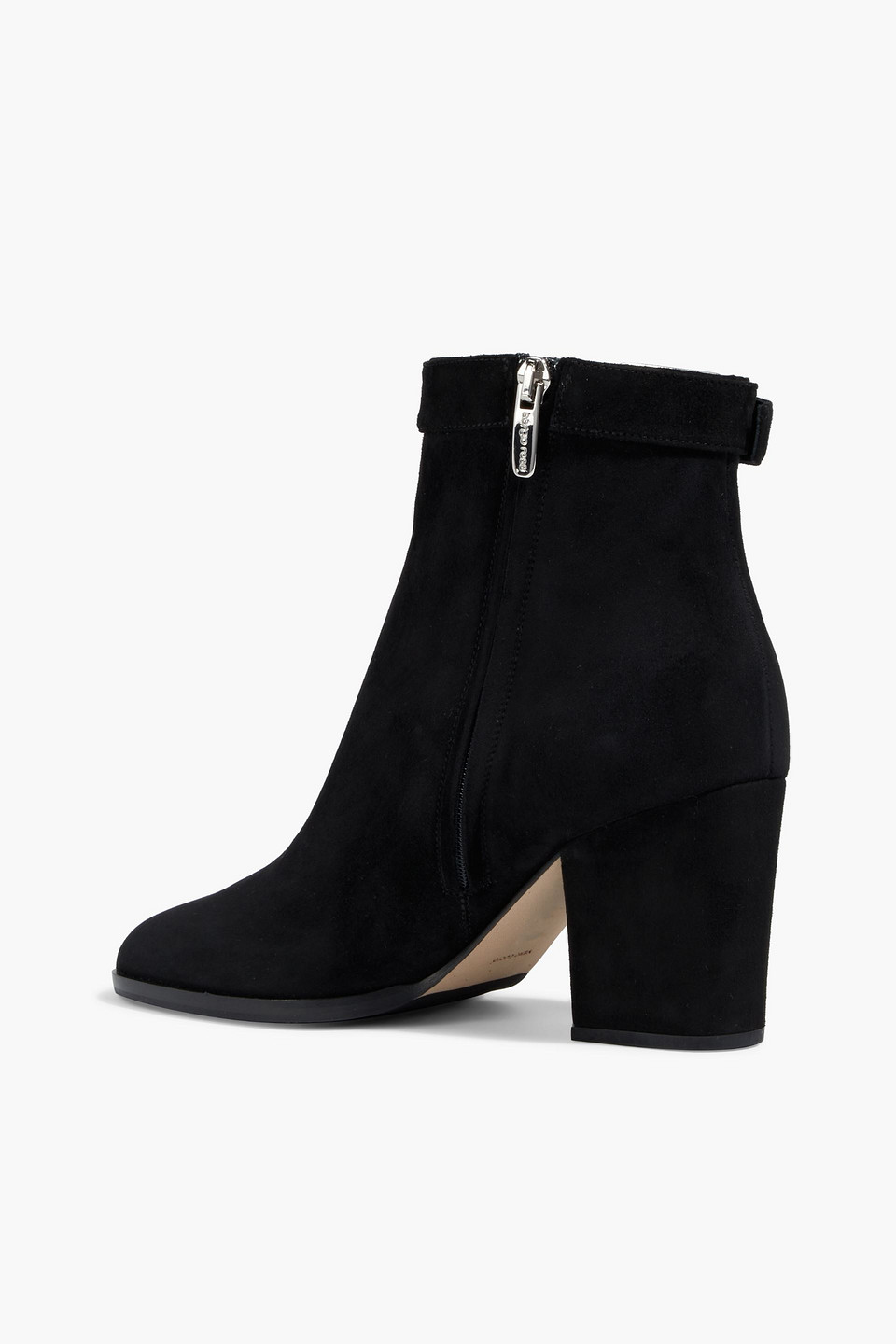 Sergio Rossi Buckled Suede Ankle Boots In Black