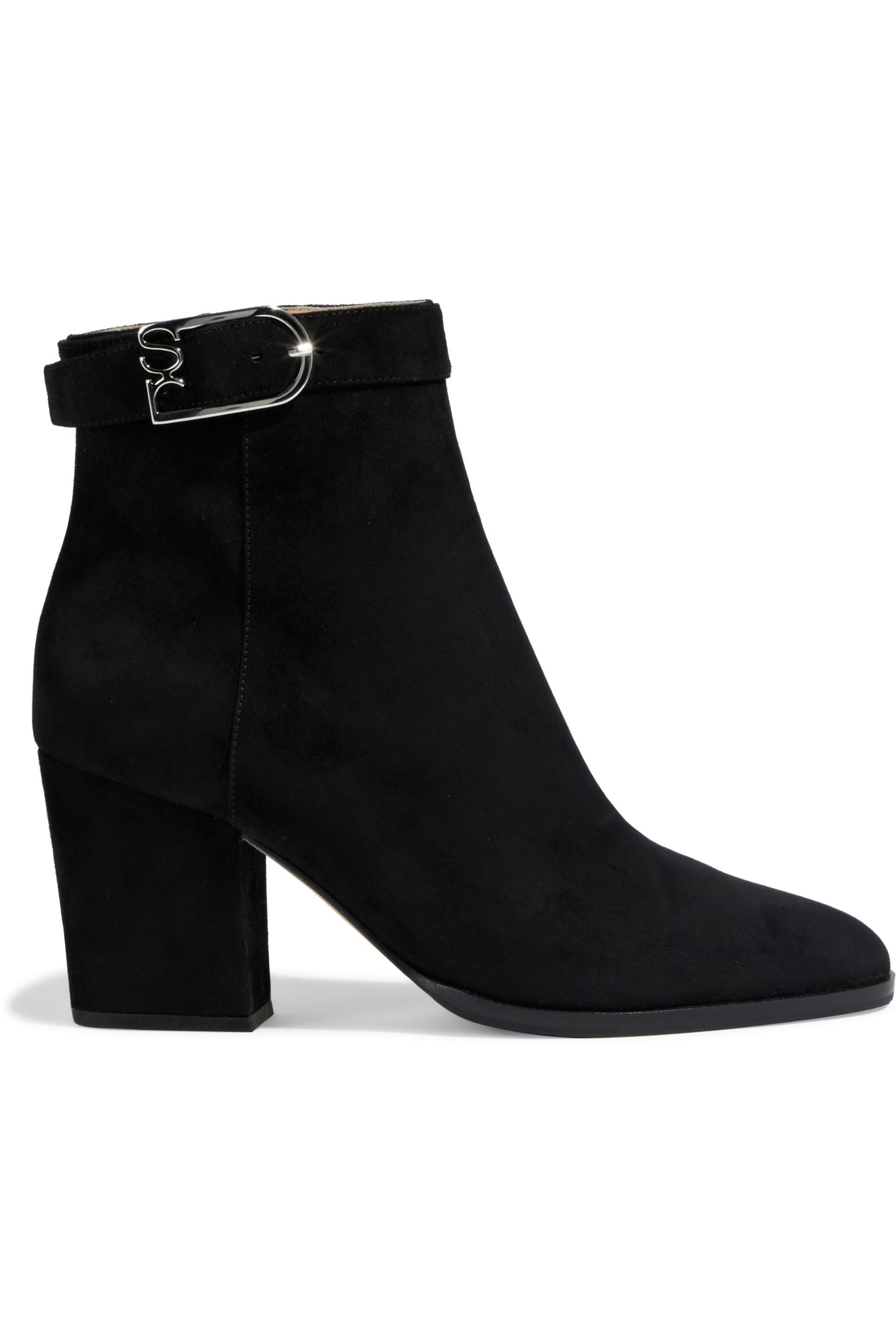 SERGIO ROSSI Buckled suede ankle boots