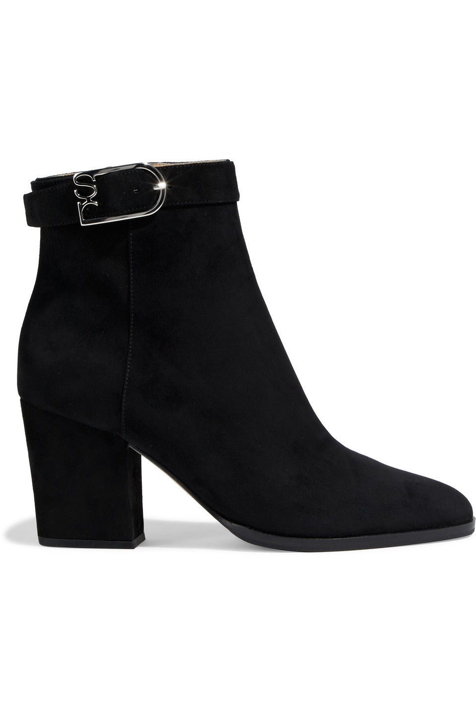 Sergio Rossi Buckled Suede Ankle Boots In Black