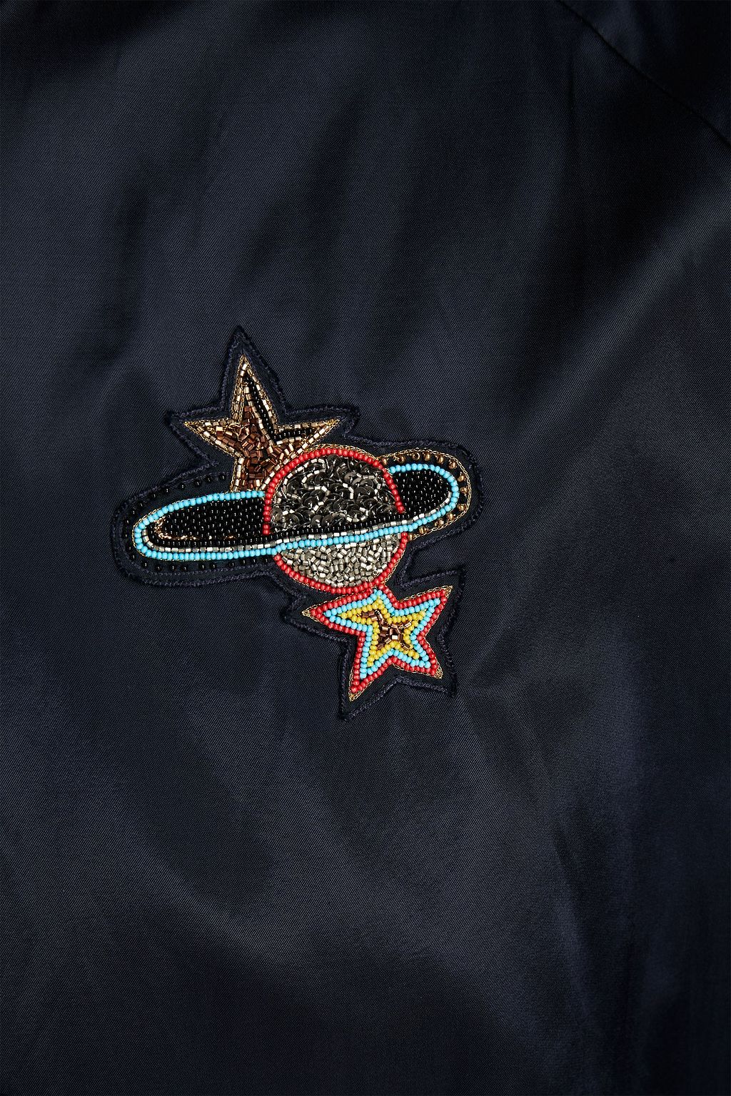 VALENTINO GARAVANI Embellished two-tone satin bomber jacket