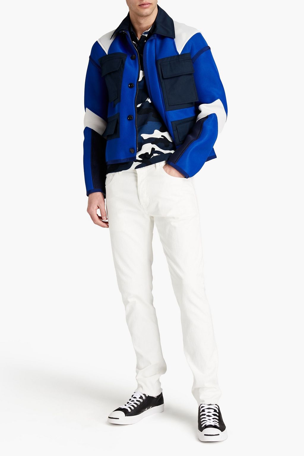 VALENTINO Slim-fit appliquéd denim jeans