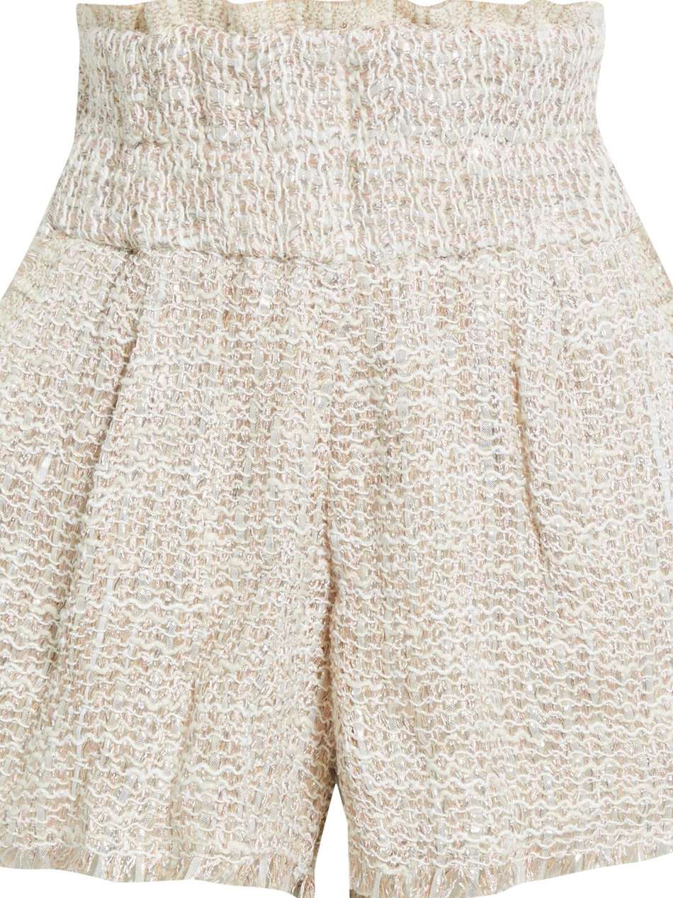 ournisa frayed pleated metallic tweed short