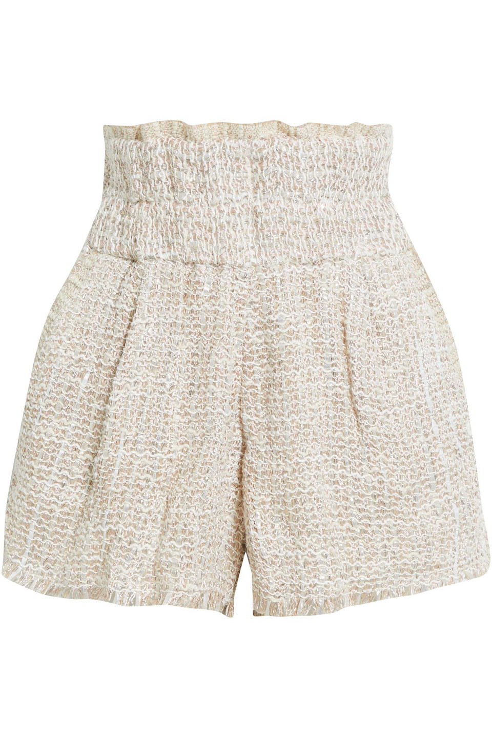 Ournisa frayed pleated metallic tweed short
