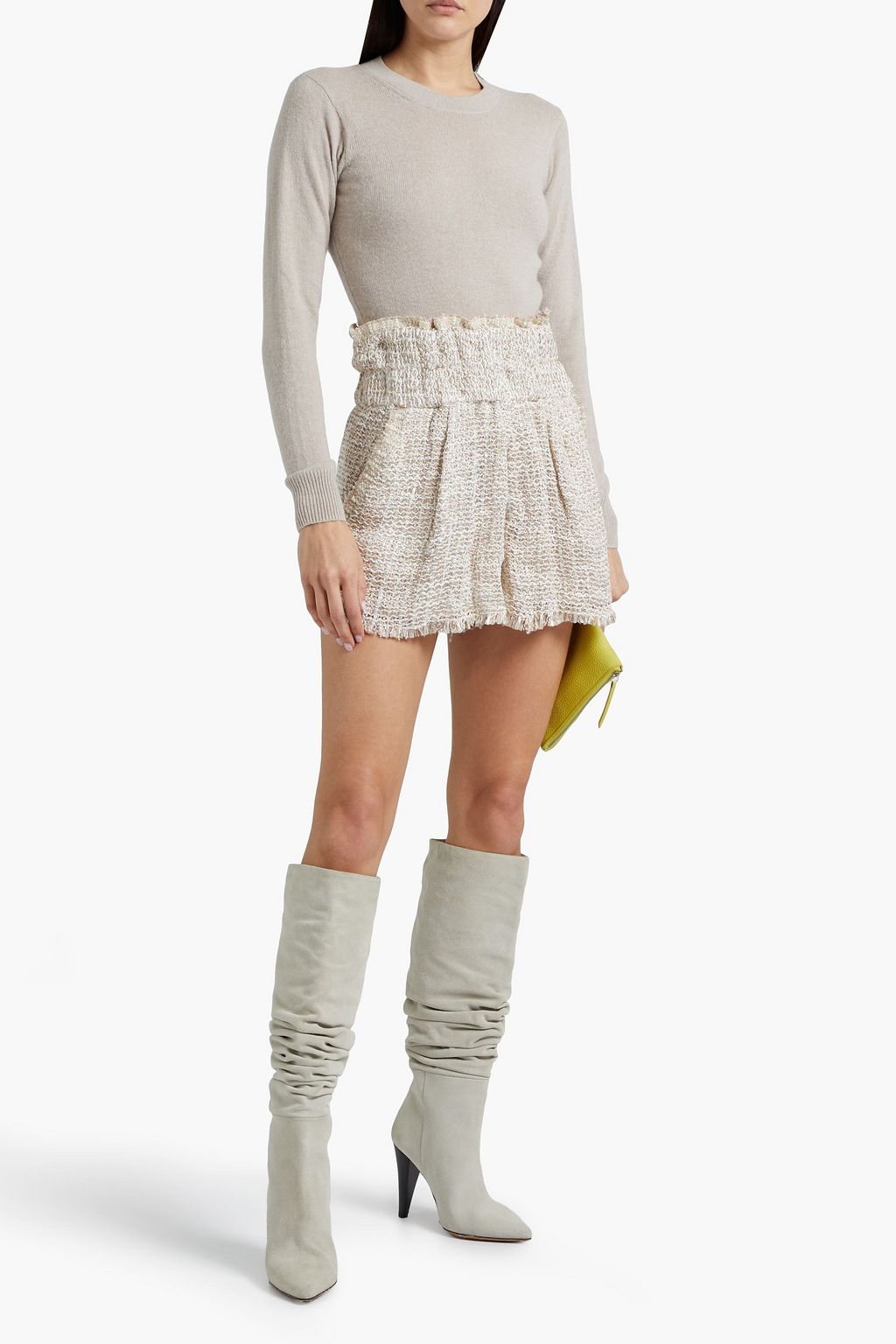 IRO Ournisa frayed pleated metallic tweed short