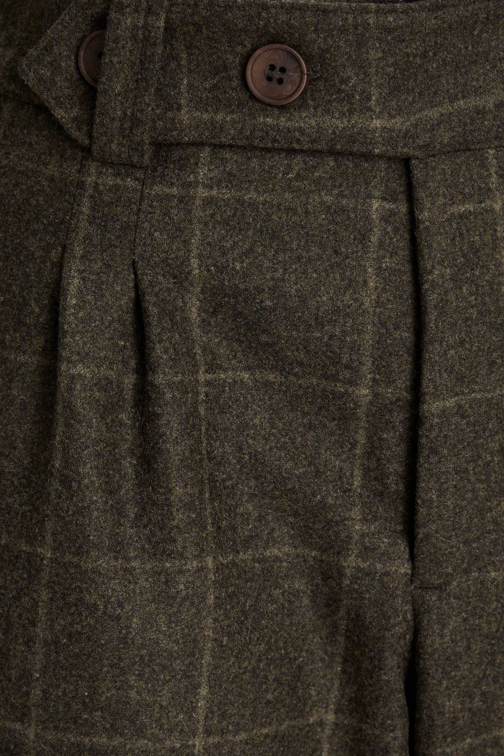 PURDEY ウールフェルト テーパードパンツ タック入り チェック