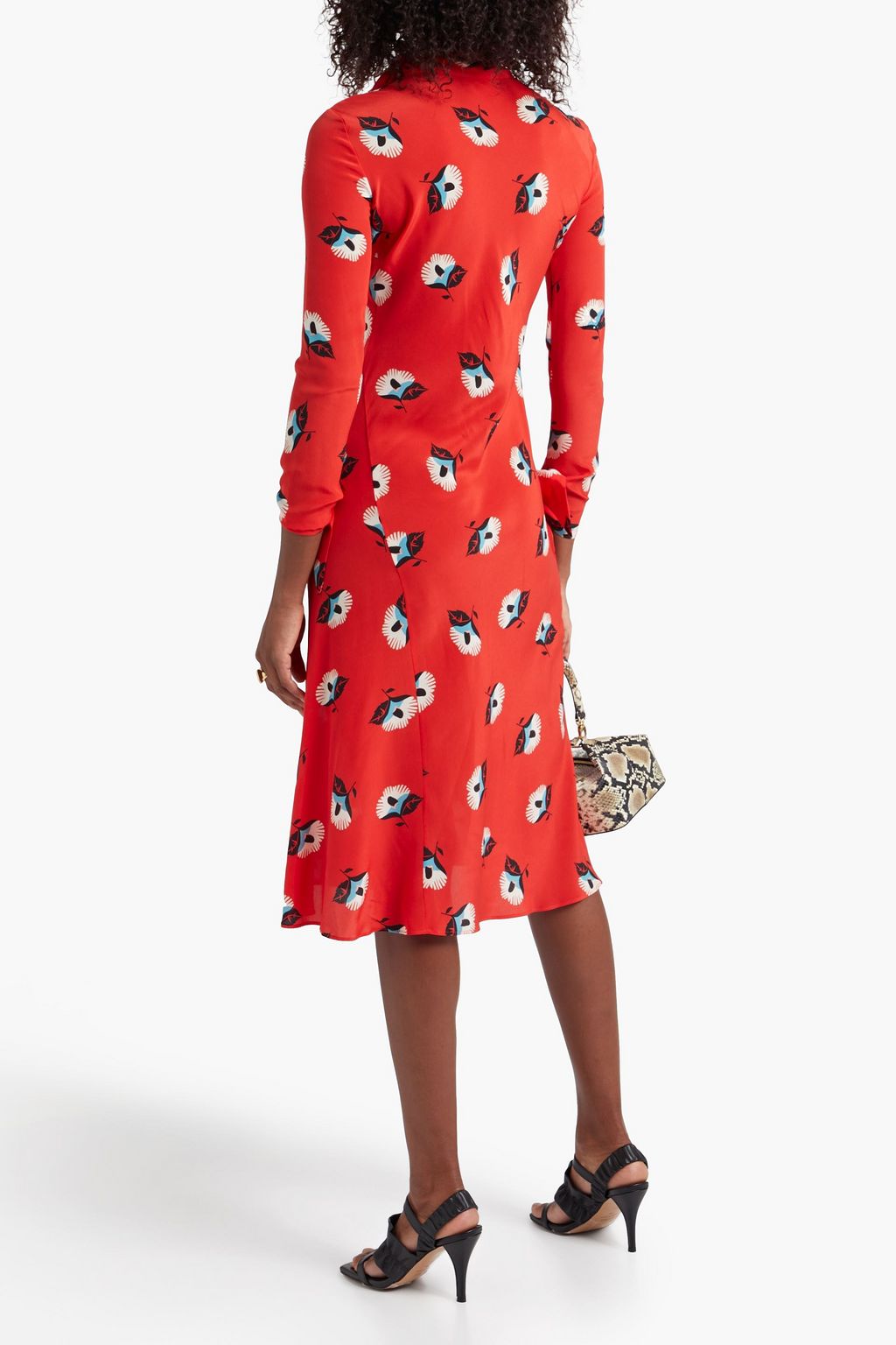 ETRO Tie-neck sequin-embellished floral-print silk crepe de chine dress