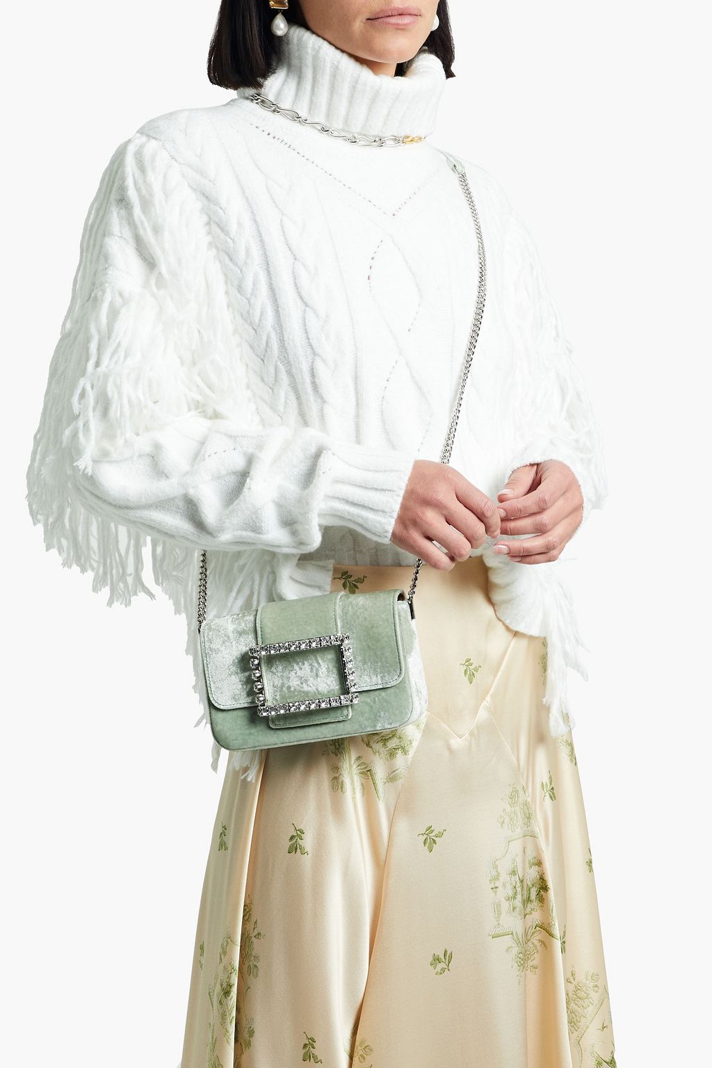 ROGER VIVIER Tres Vivier micro buckle-embellished velvet shoulder bag