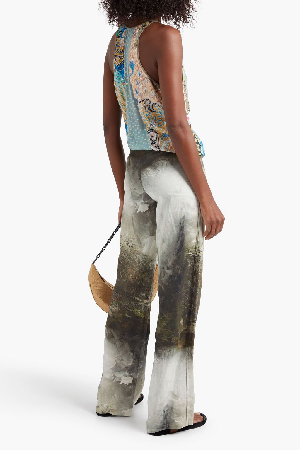 ETRO Printed silk-blend crepe de chine, fil coupé and jacquard tank