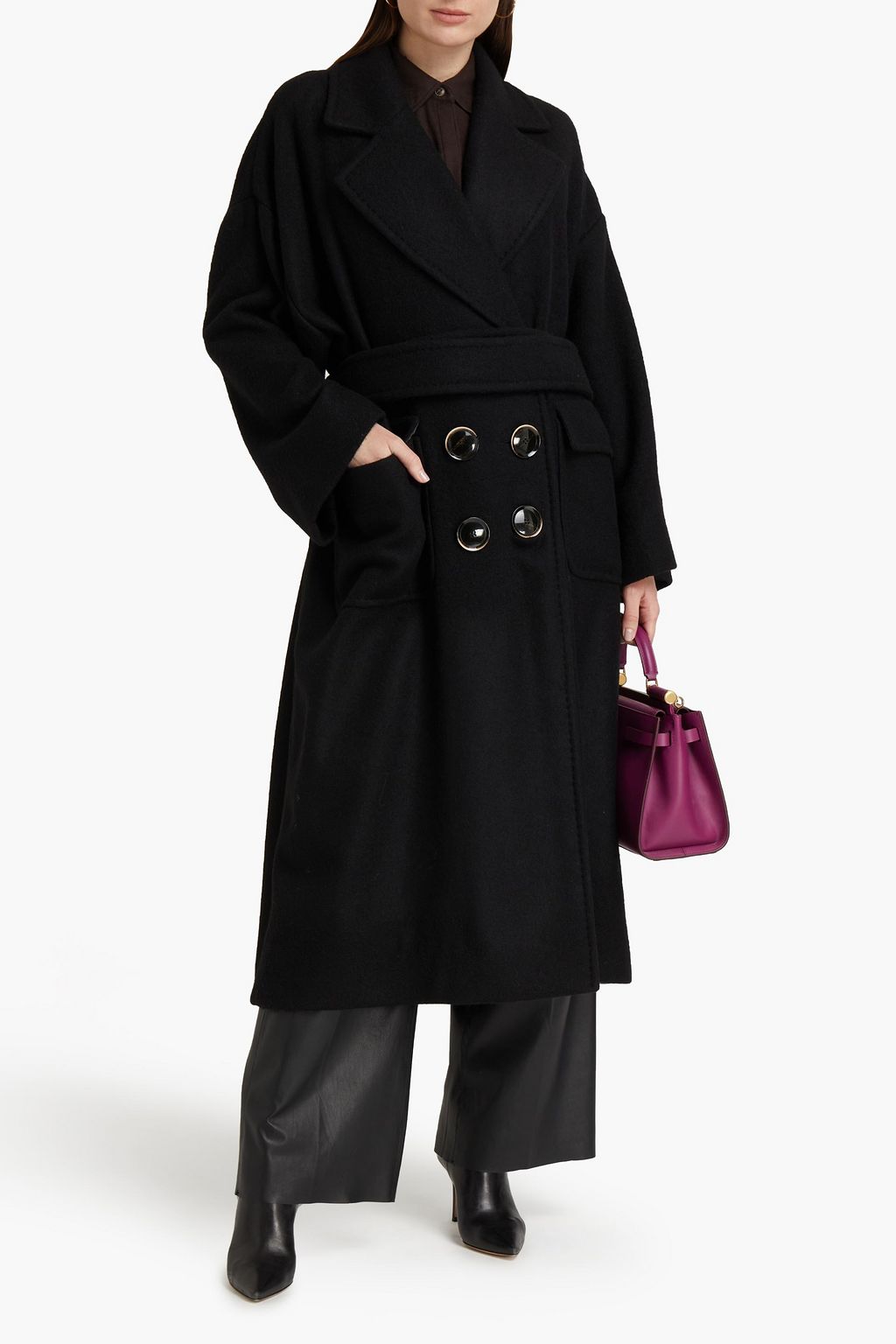 DOLCE & GABBANA Double-breasted oversized alpaca-blend coat