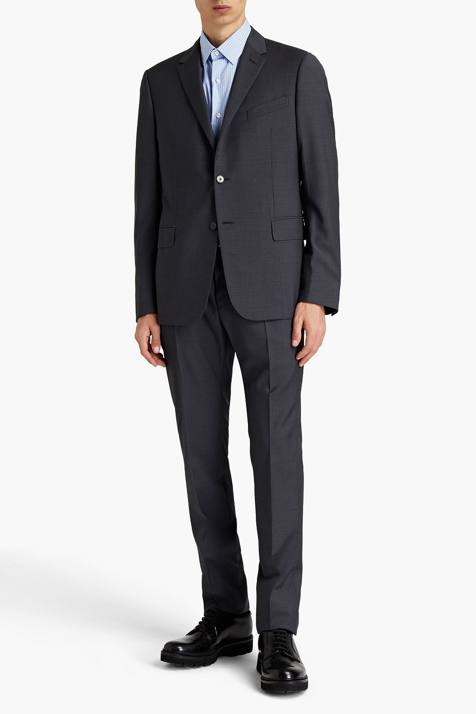 Valentino Man Houndstooth Wool-crepe Suit In Gray