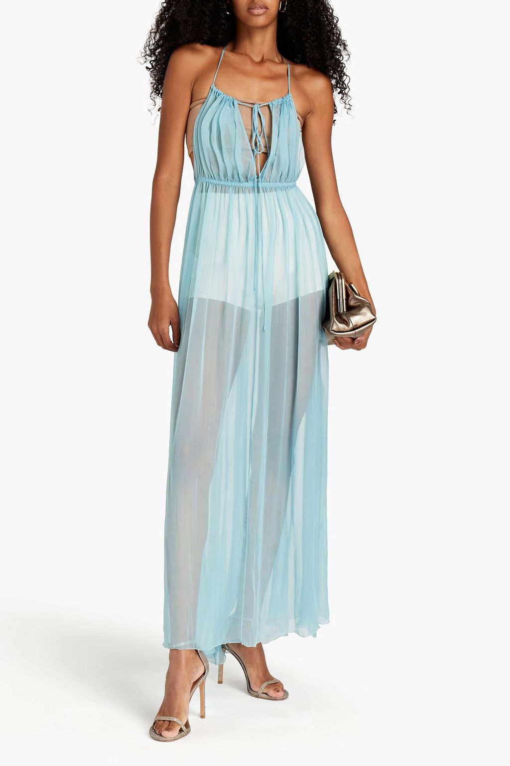 VALENTINO GARAVANI Maxikleid aus Seiden-Voile mit Raffung