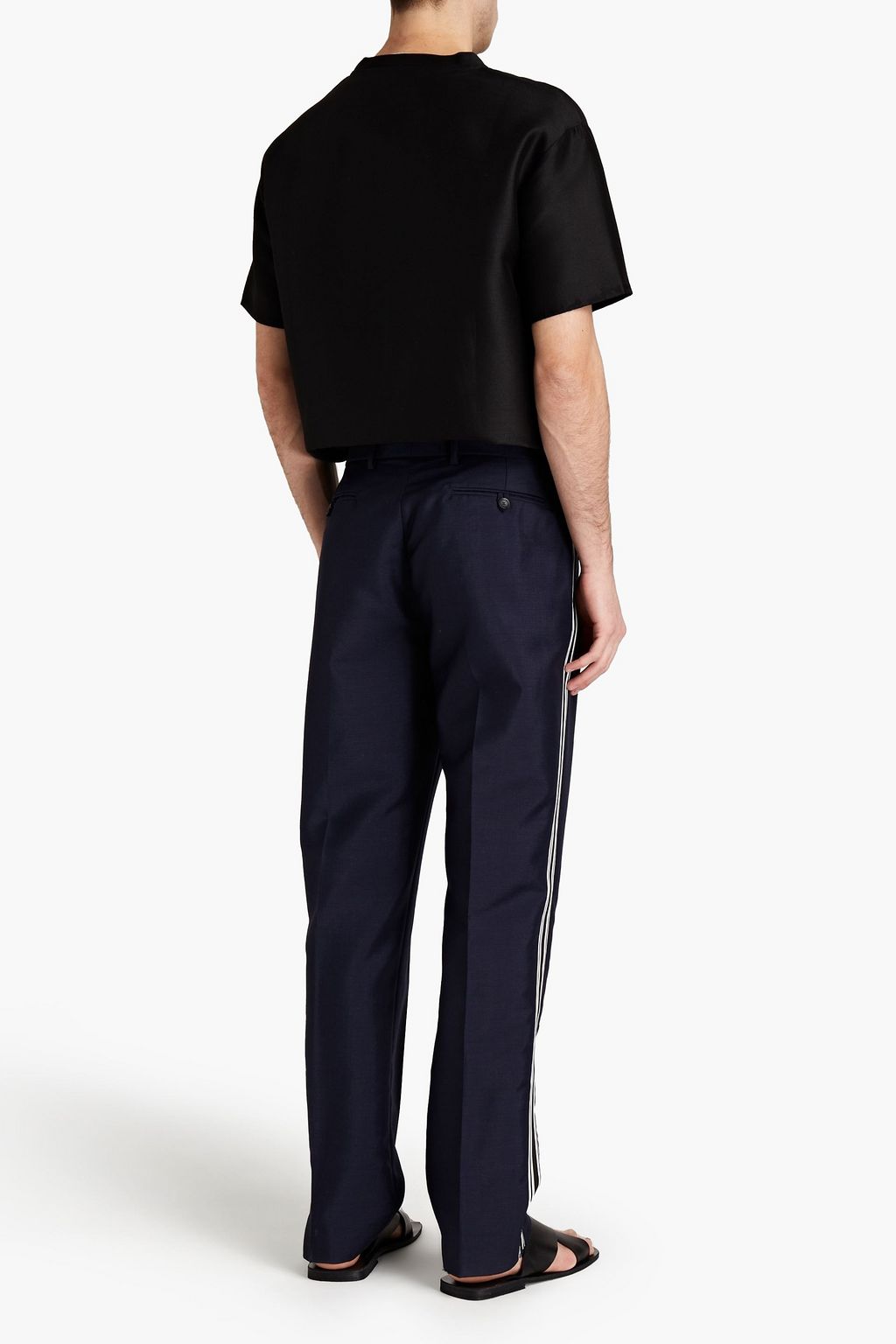 VALENTINO Tapered striped mohair and wool-blend pants