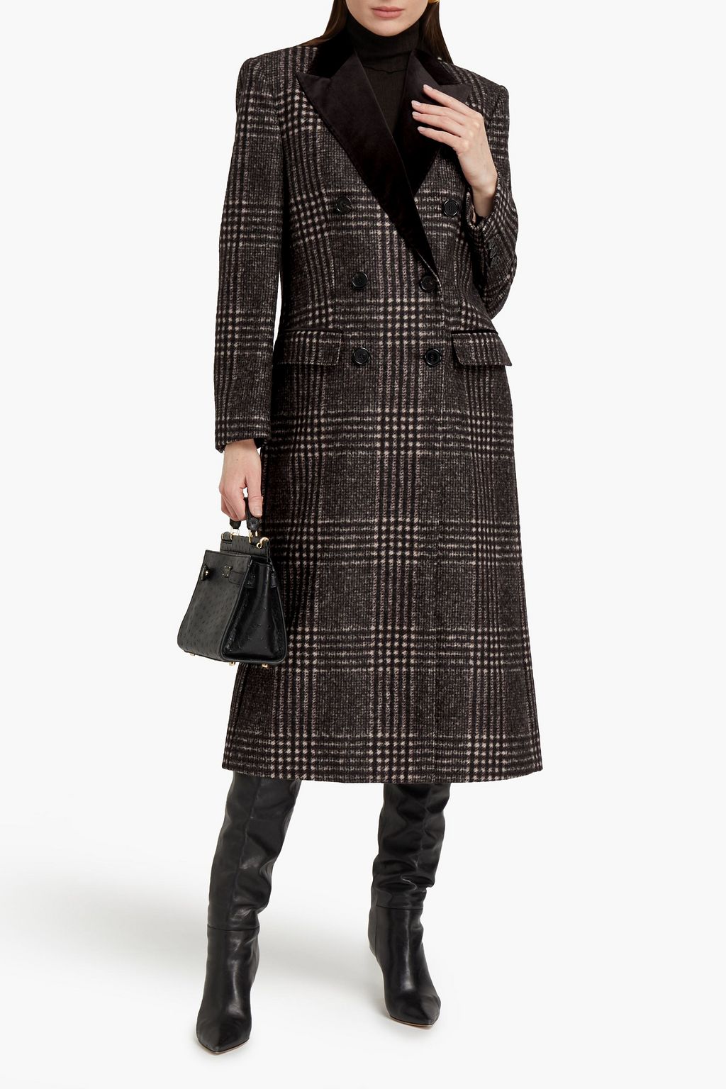 DOLCE & GABBANA Double-breasted Prince of Wales checked flannel coat