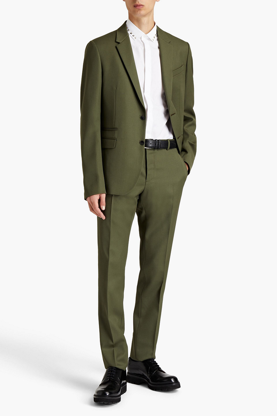Valentino Man Wool-twill Suit In Green