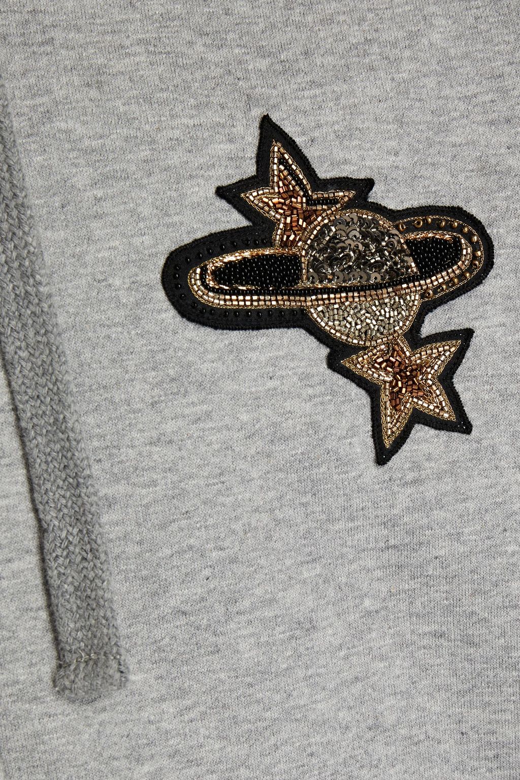 VALENTINO Embellished mélange French cotton-terry jacket