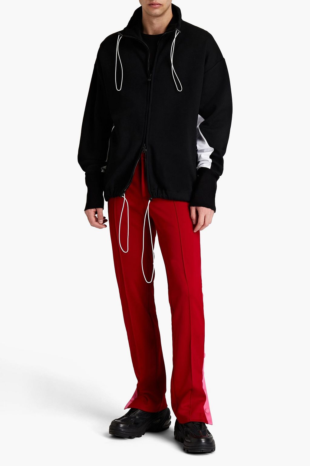 VALENTINO GARAVANI Two-tone cotton-blend jersey jacket