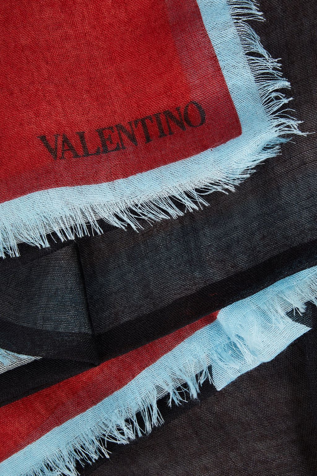 VALENTINO GARAVANI Color-block cashmere and silk-blend scarf