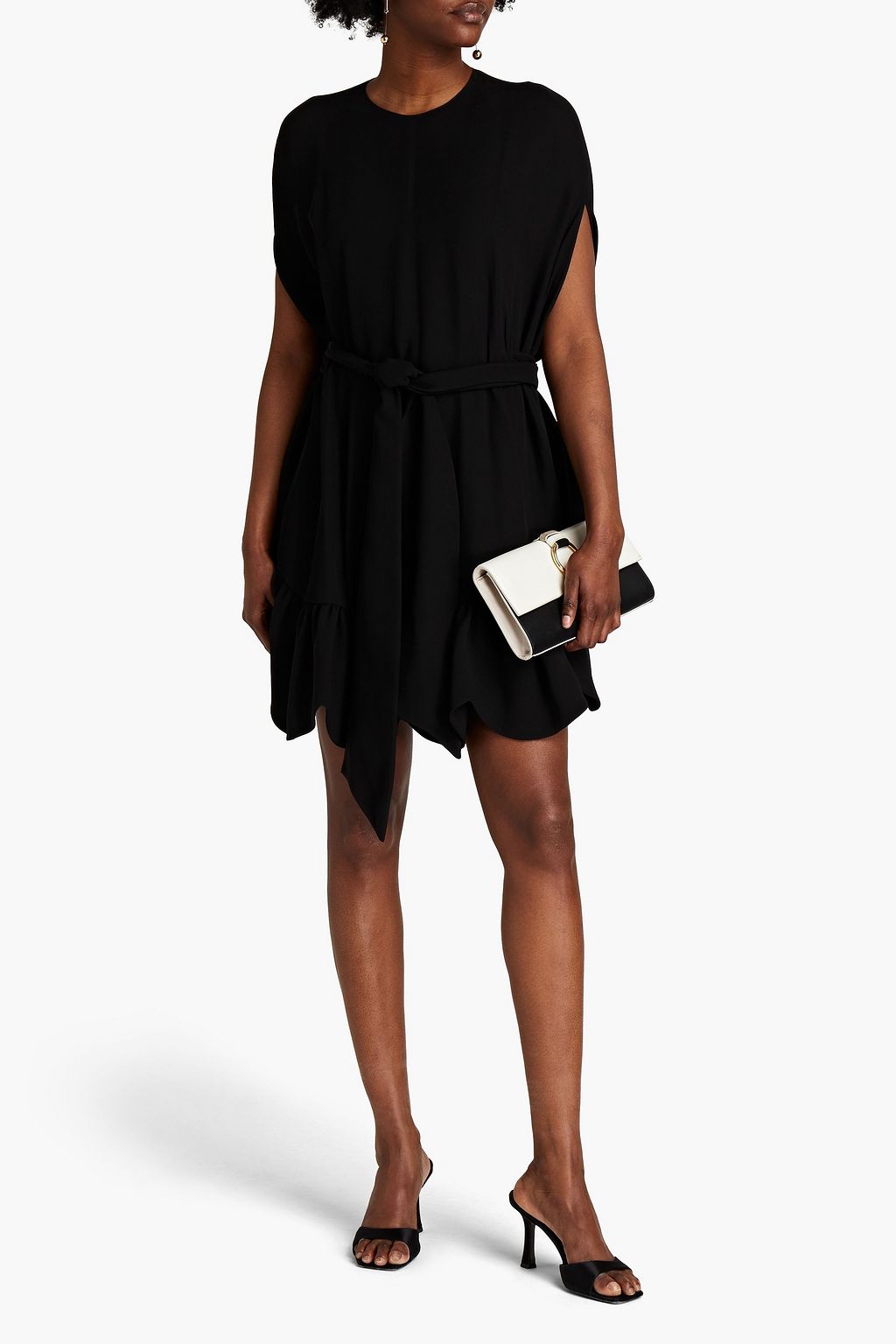 VALENTINO GARAVANI Belted silk-crepe mini dress