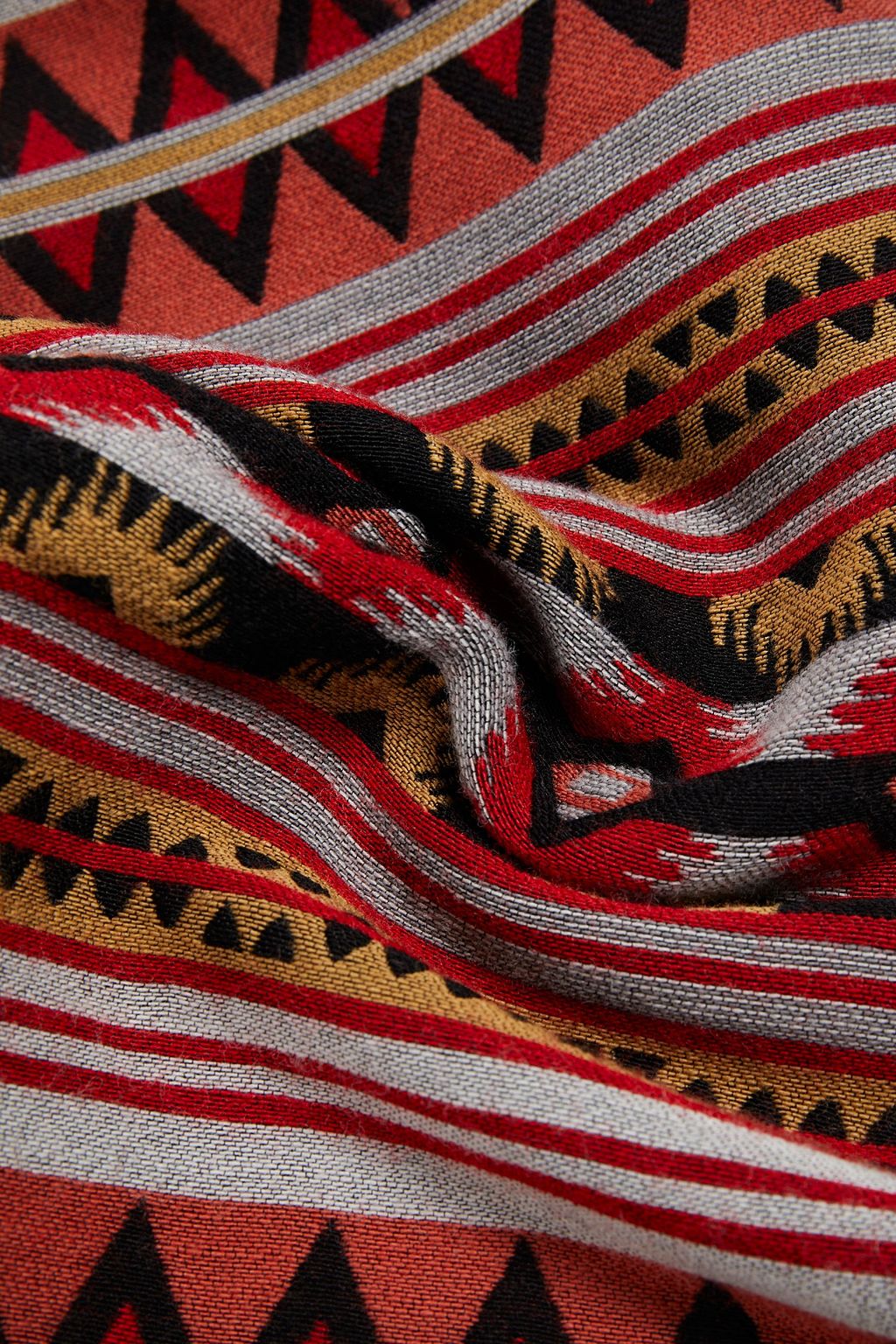 VALENTINO GARAVANI Fringed intarsia wool and silk-blend scarf