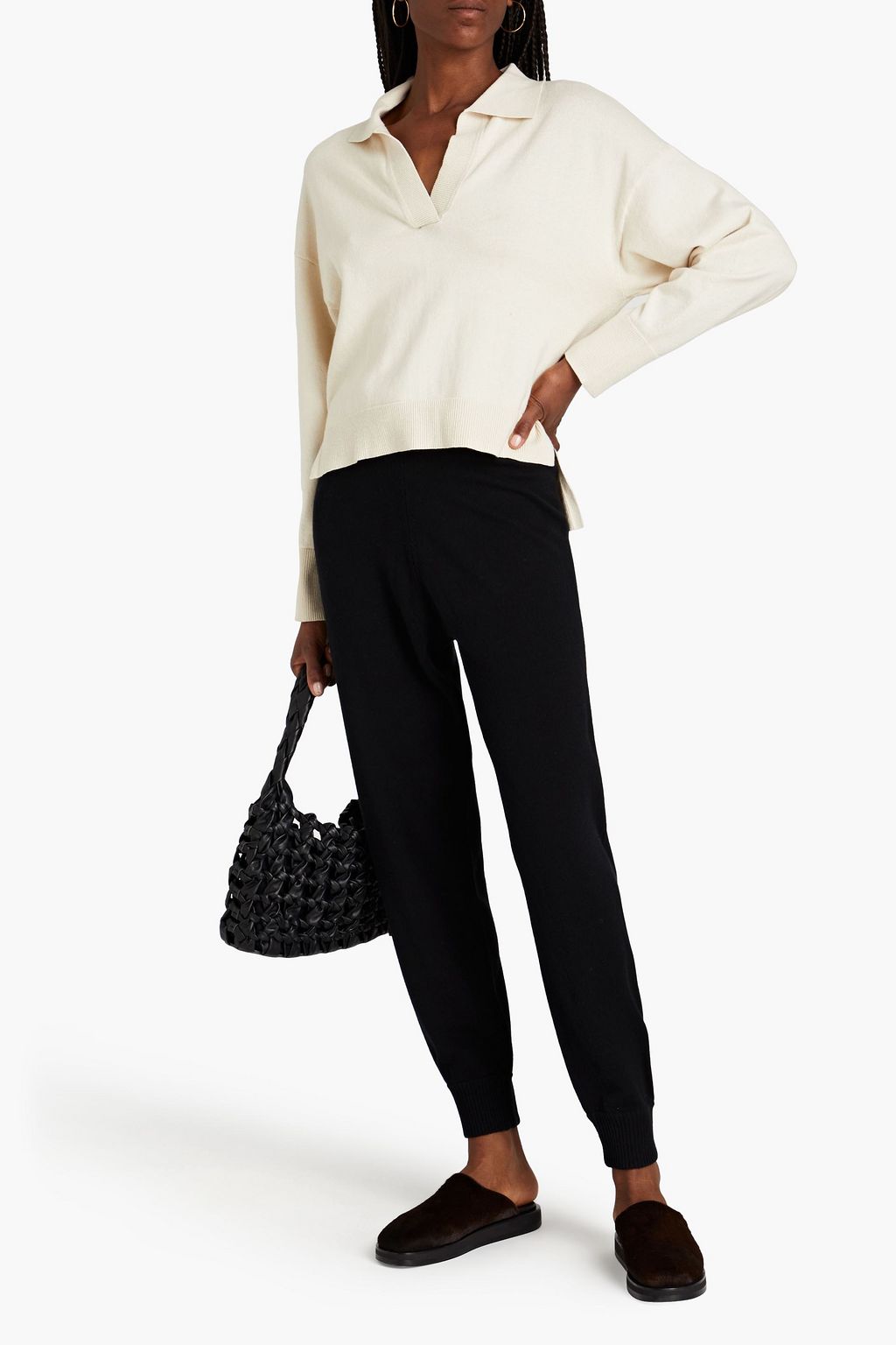 ROSETTA GETTY Mélange cashmere track pants