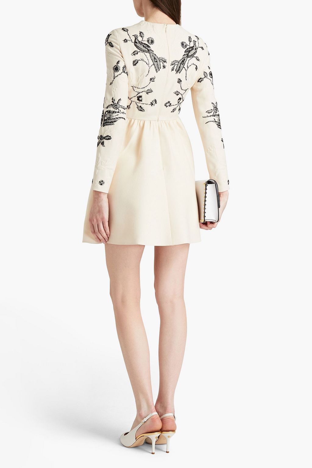 VALENTINO GARAVANI Embellished wool and silk-blend crepe mini dress