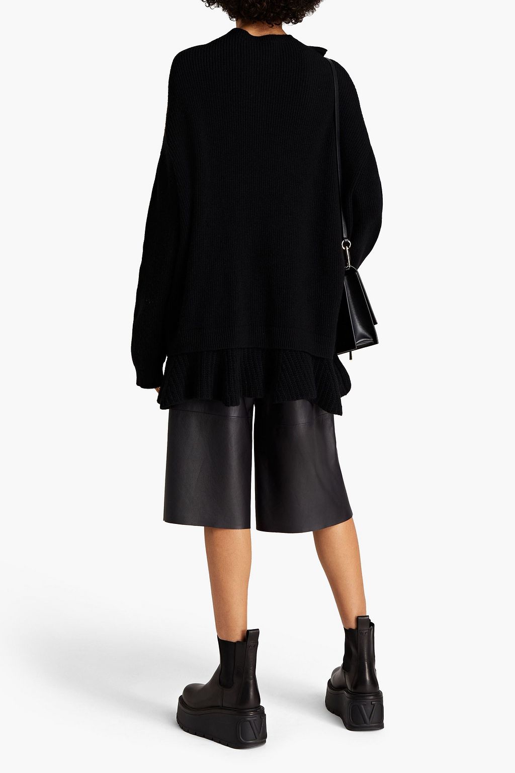 VALENTINO GARAVANI Embellished ribbed wool and cashmere-blend sweater