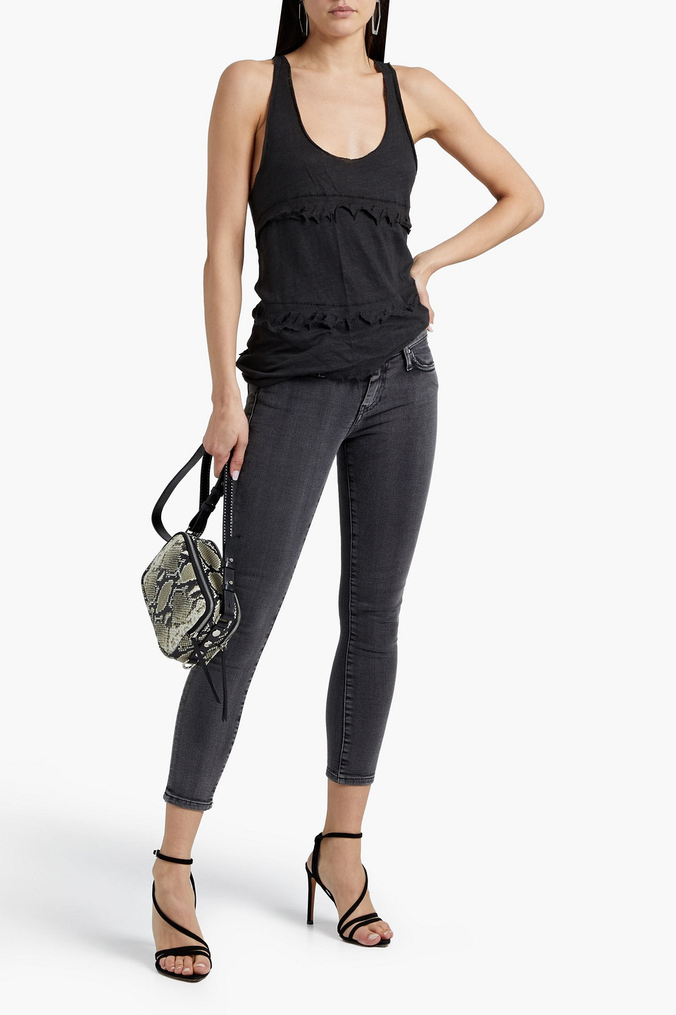 Iro Distressed Slub Linen Tank In Black