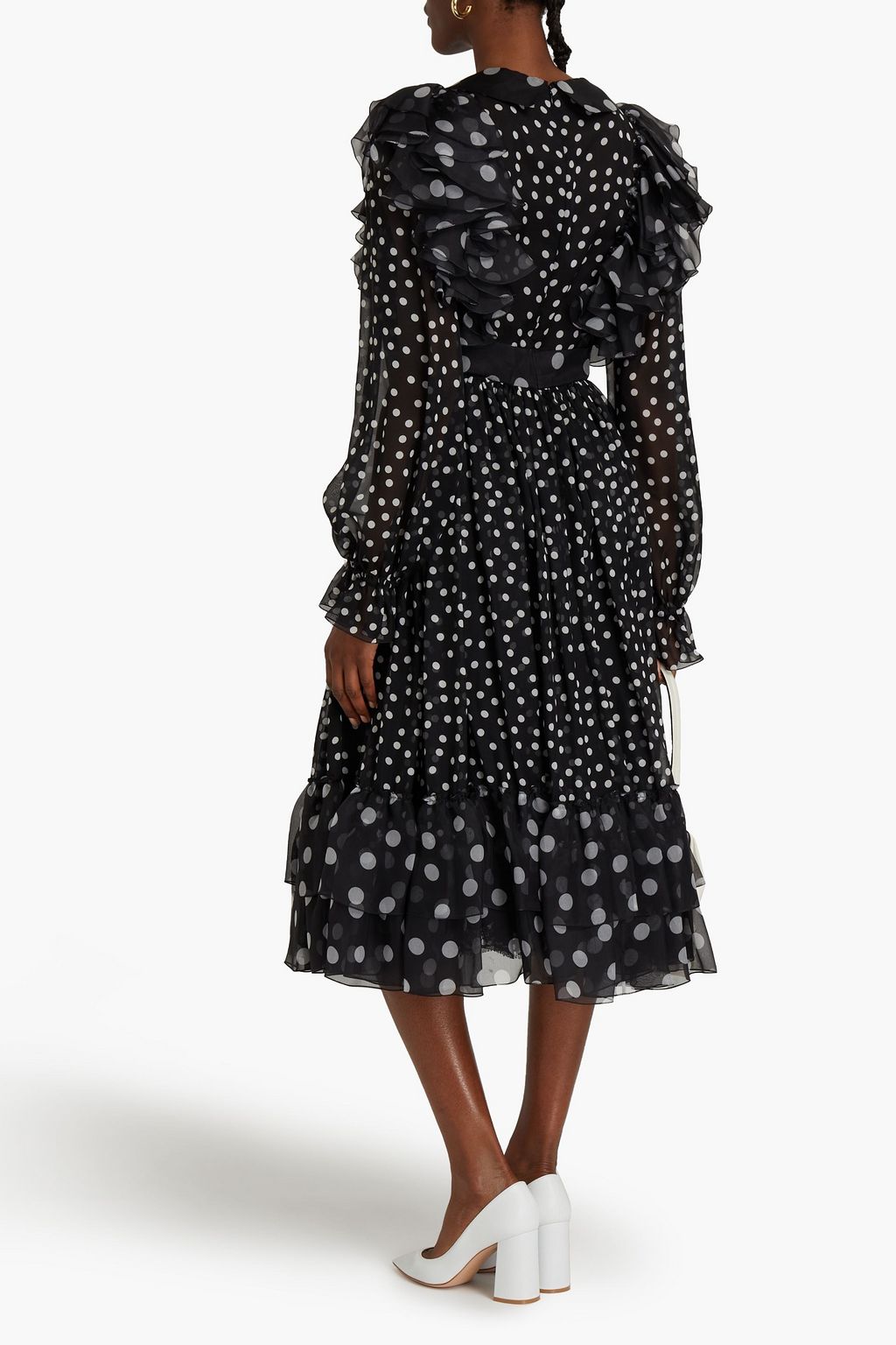 DOLCE&GABBANA Ruffled polka-dot silk-chiffon and organza midi dress