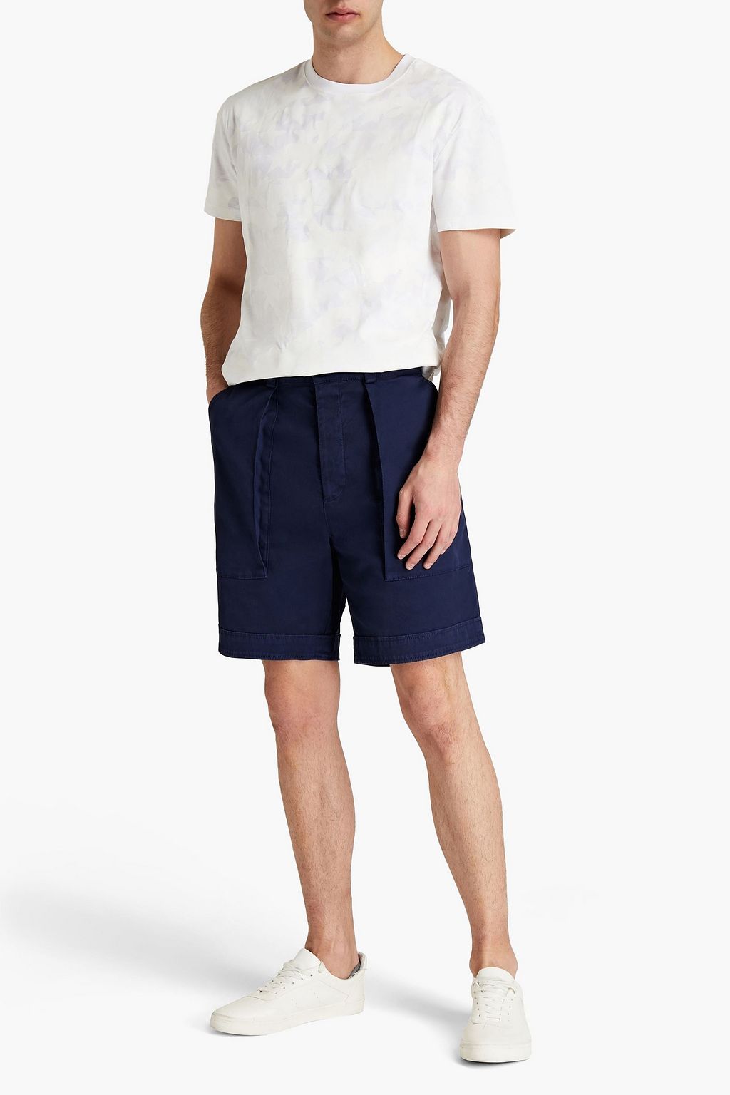 VALENTINO GARAVANI Embellished stretch-cotton twill shorts