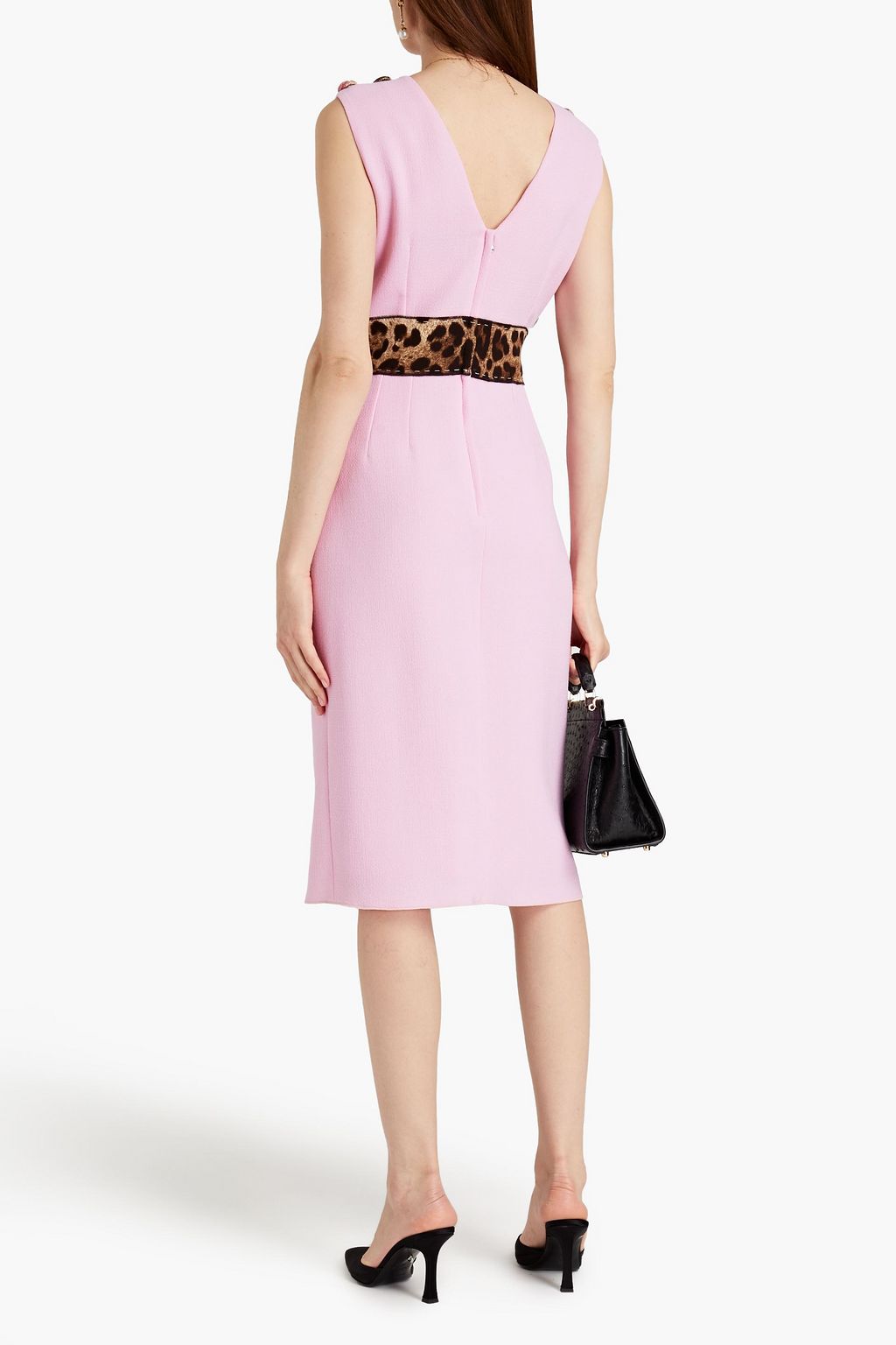 DOLCE&GABBANA Leopard-print wool-blend crepe midi dress