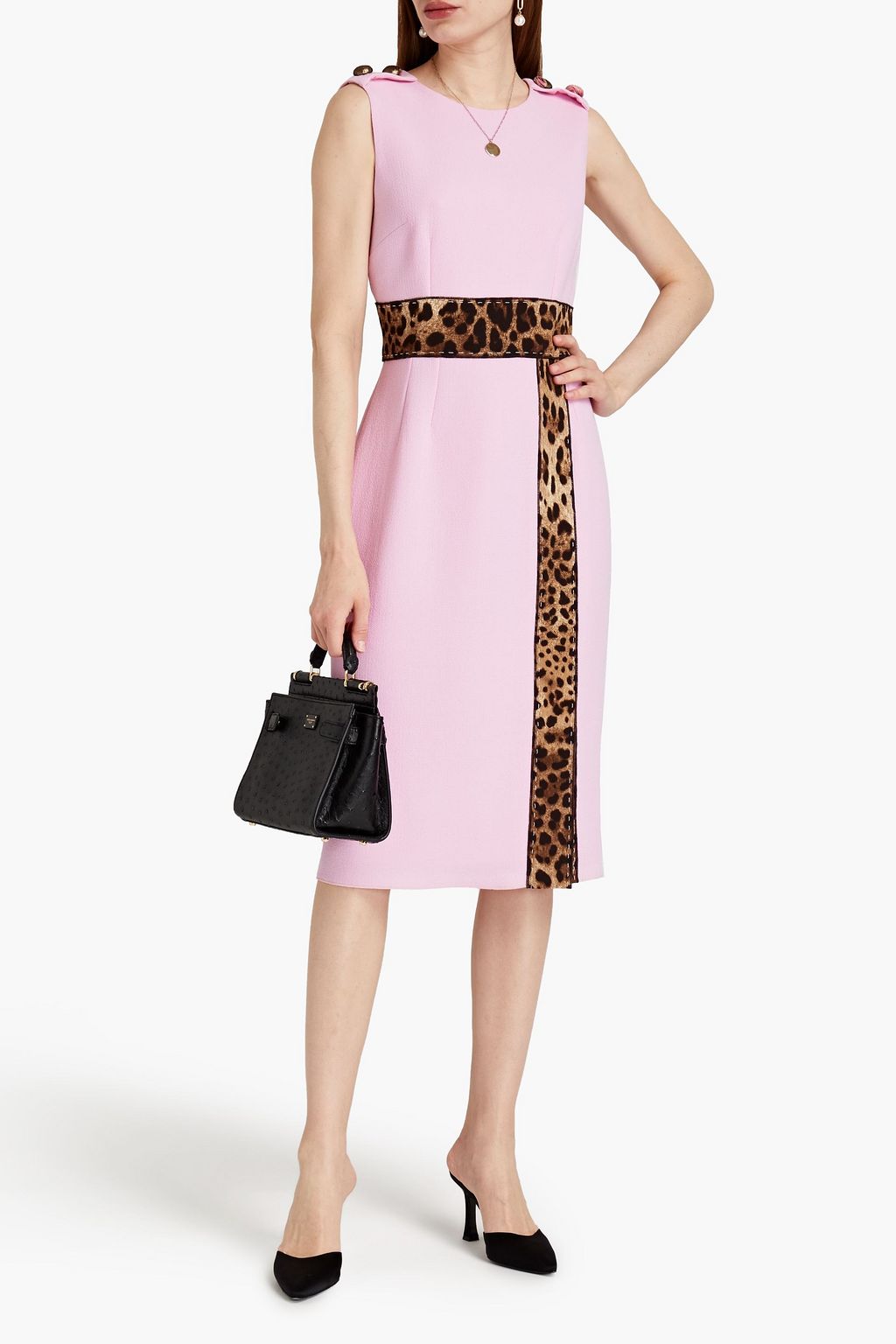 DOLCE&GABBANA Leopard-print wool-blend crepe midi dress