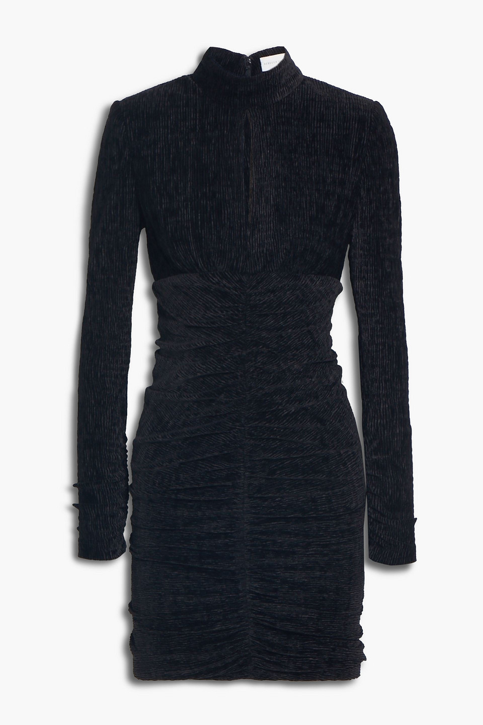 Senna ruched ribbed velvet mini dress