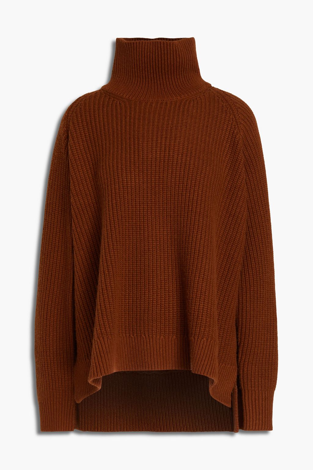 Brown Oversized ribbed cashmere 