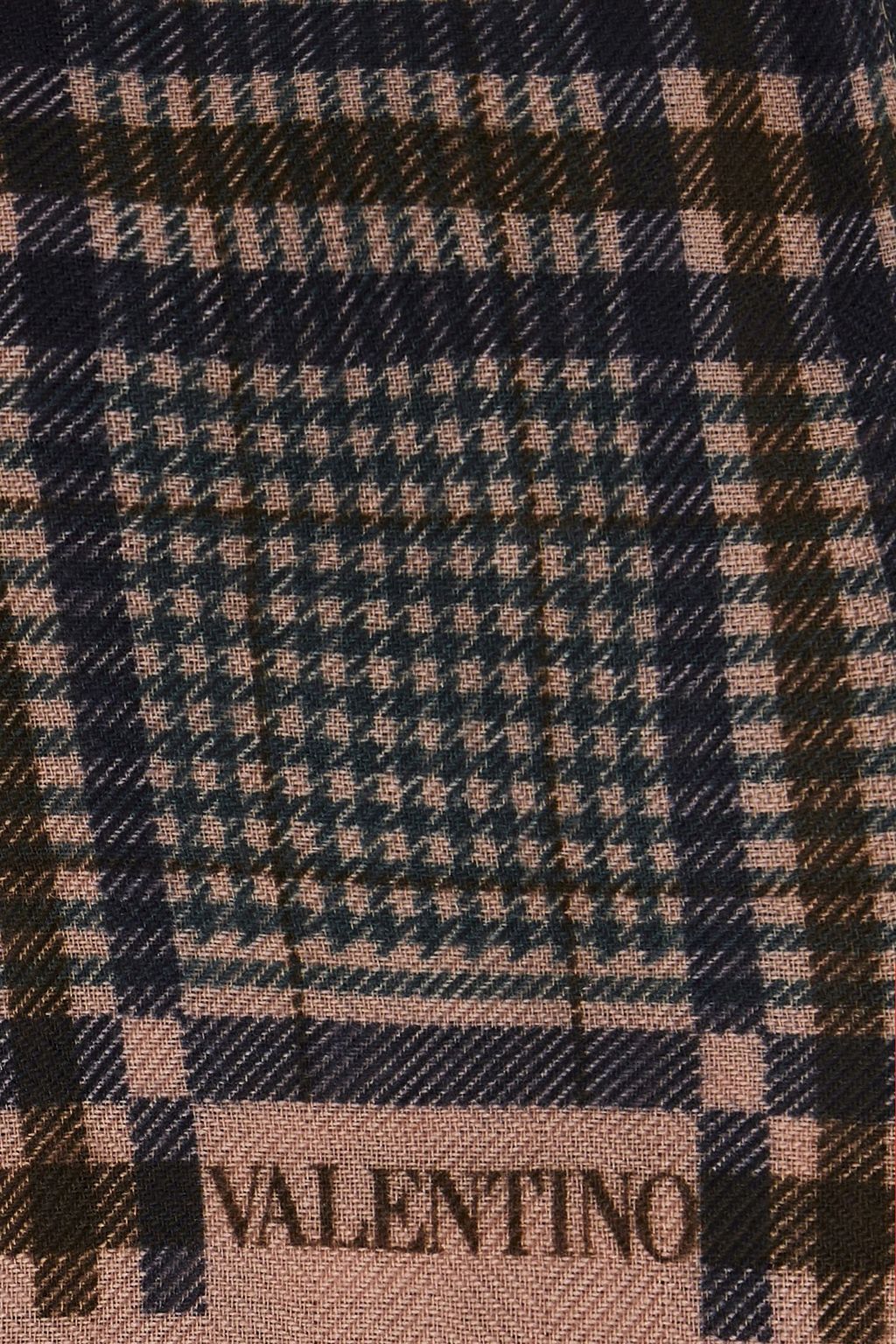 VALENTINO GARAVANI Checked wool and silk-blend scarf