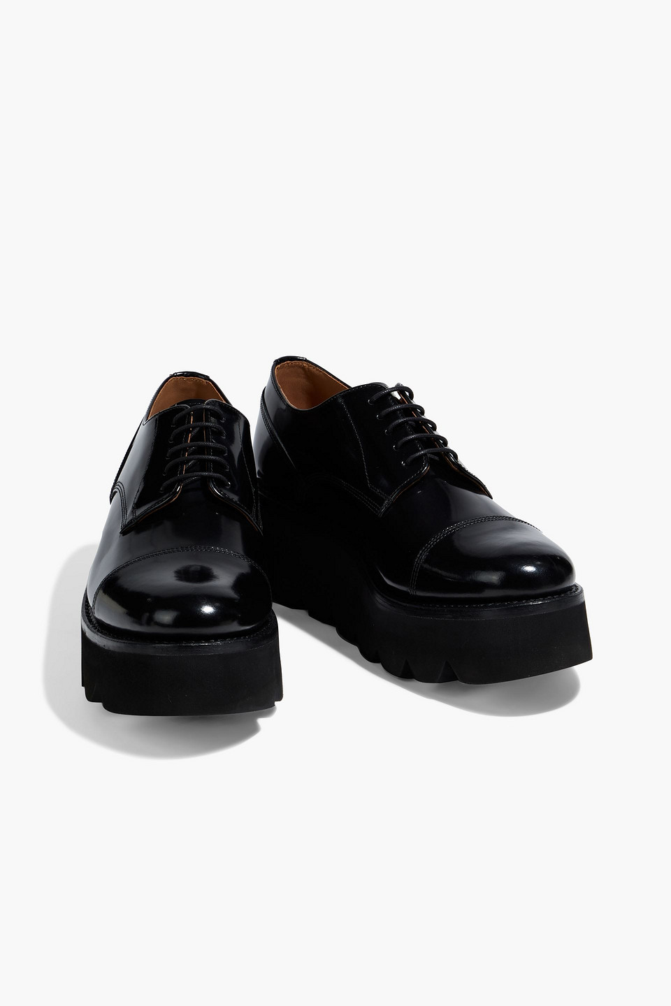 Grenson Kennedy Glossed-leather Platform Brogues In Black