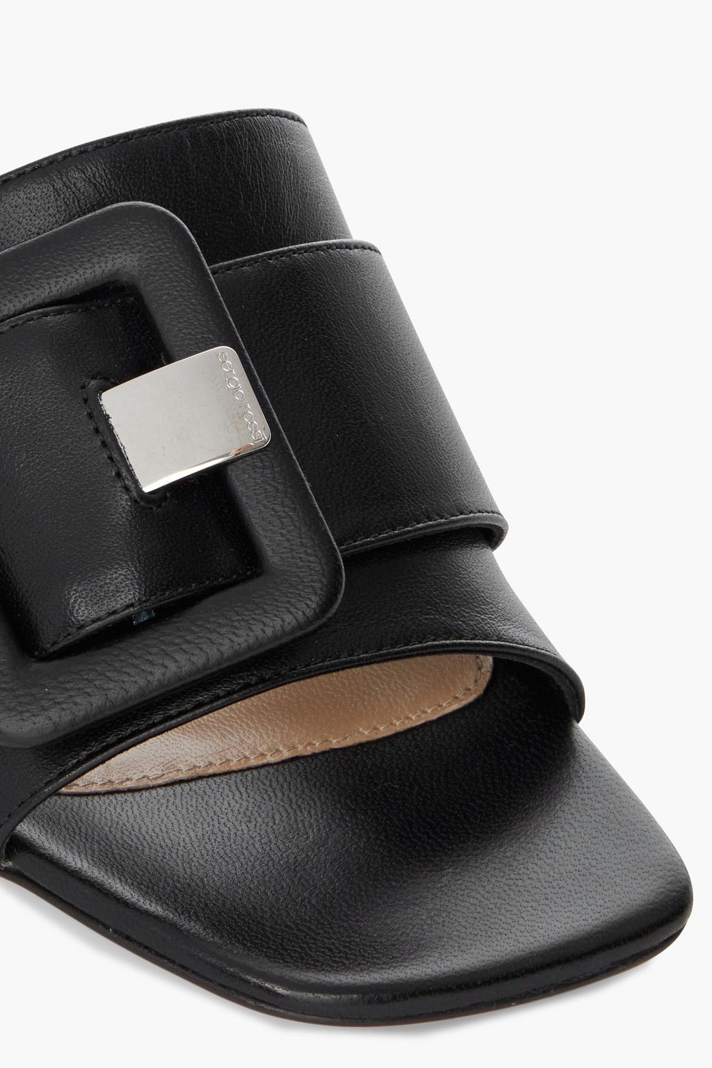SERGIO ROSSI Buckle-embellished leather mules
