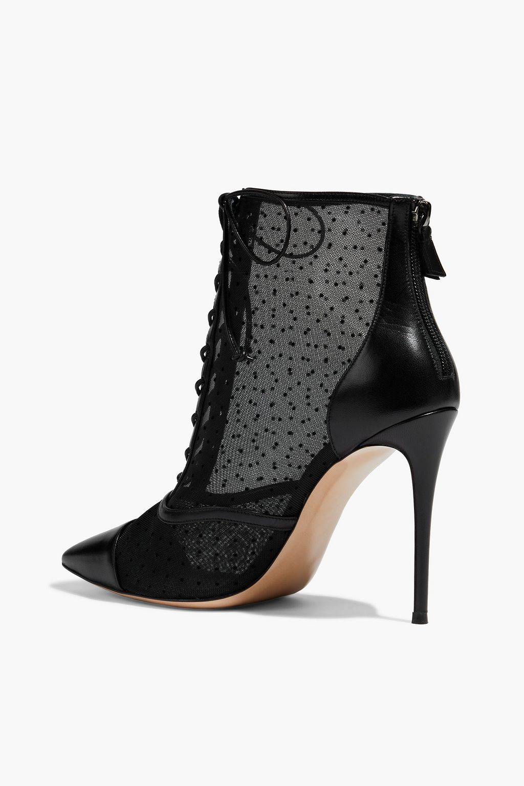 CASADEI Flocked mesh and leather ankle boots