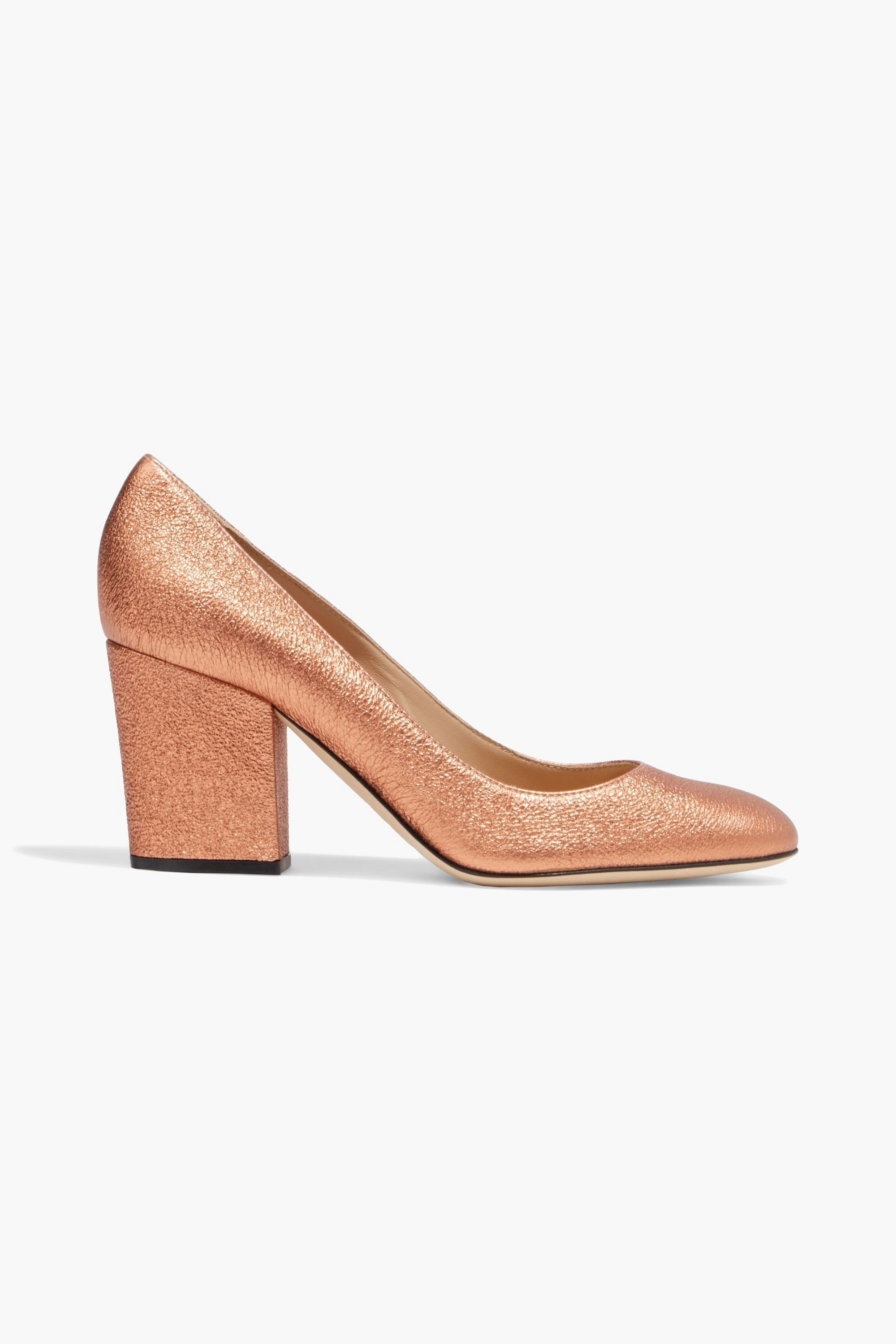 SERGIO ROSSI Metallic textured-leather pumps