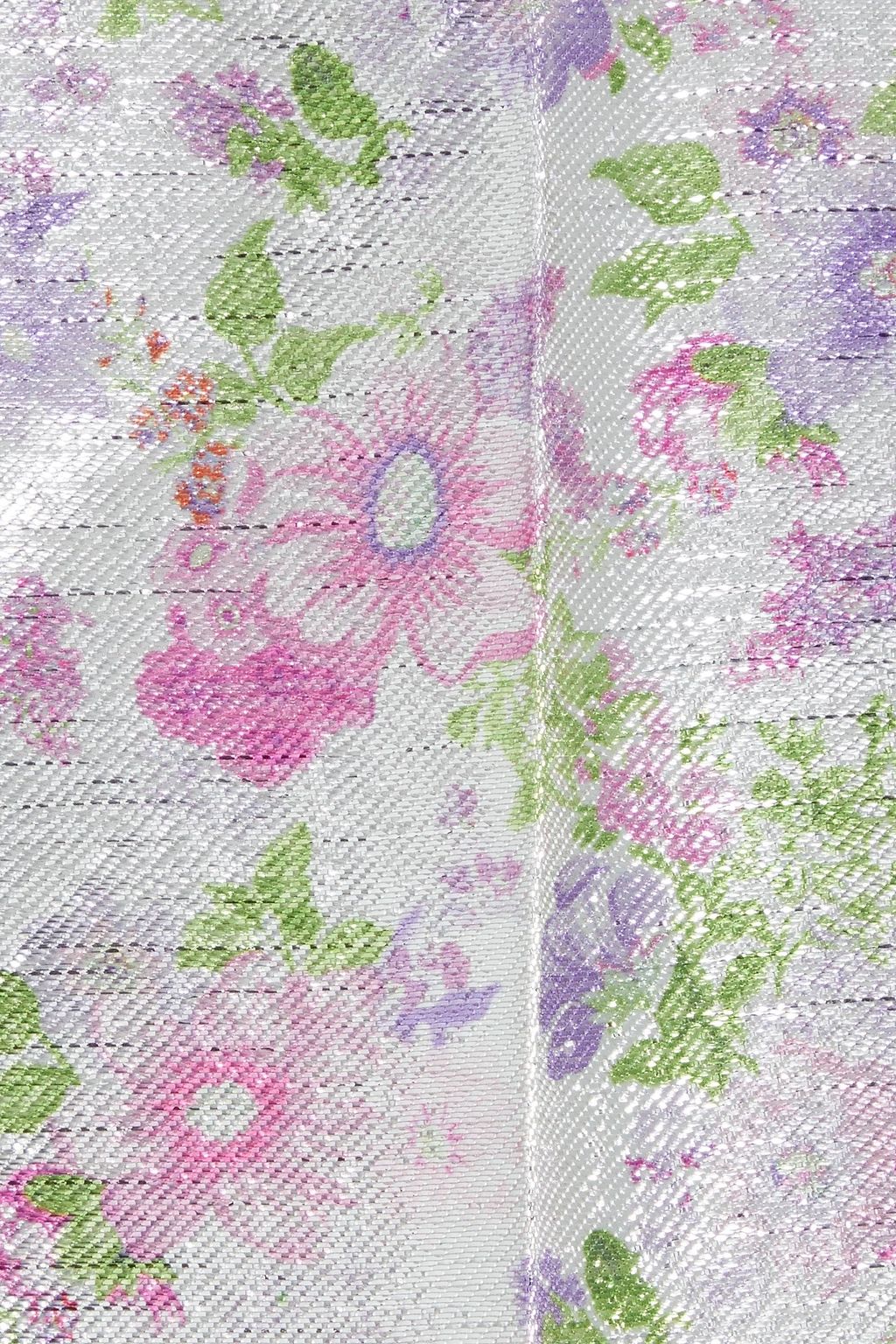 RABANNE Floral-print lamé straight-leg pants