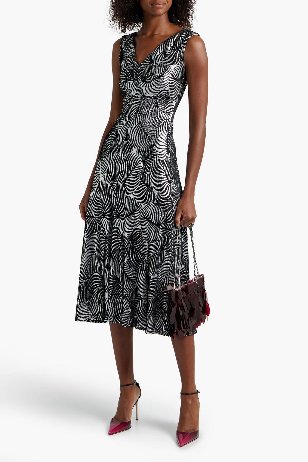 RABANNE Metallic chenille-jacquard dress