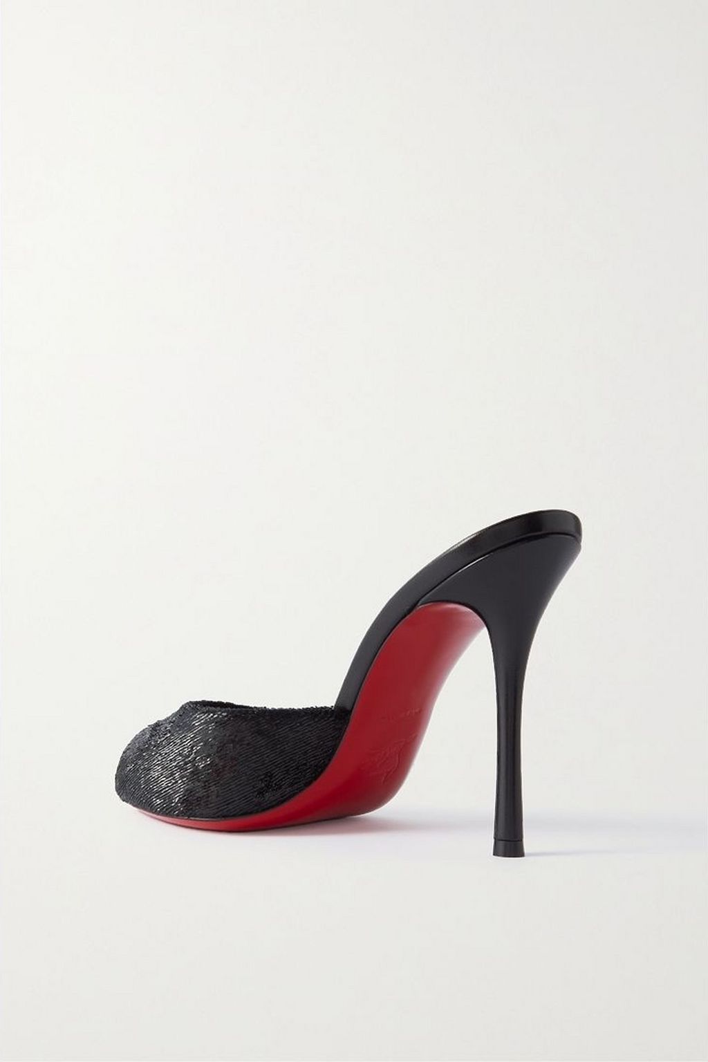 CHRISTIAN LOUBOUTIN 미 돌리 벨벳 가죽 뮬 100mm
