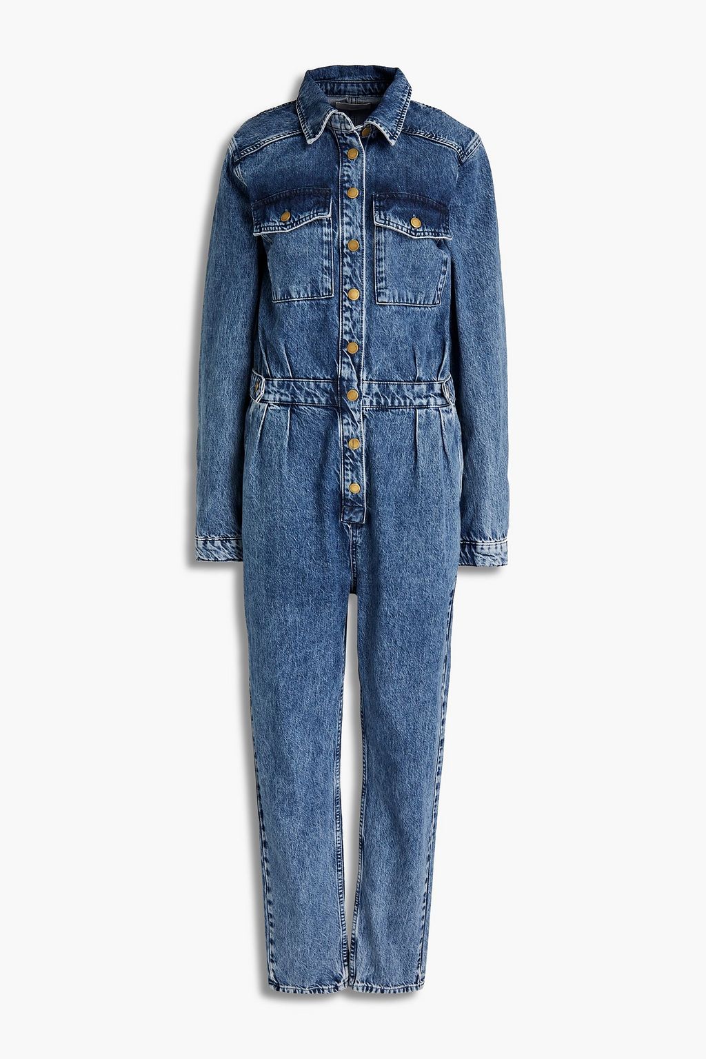 TRIARCHY Pleated faded denim jumpsuit | THE OUTNET