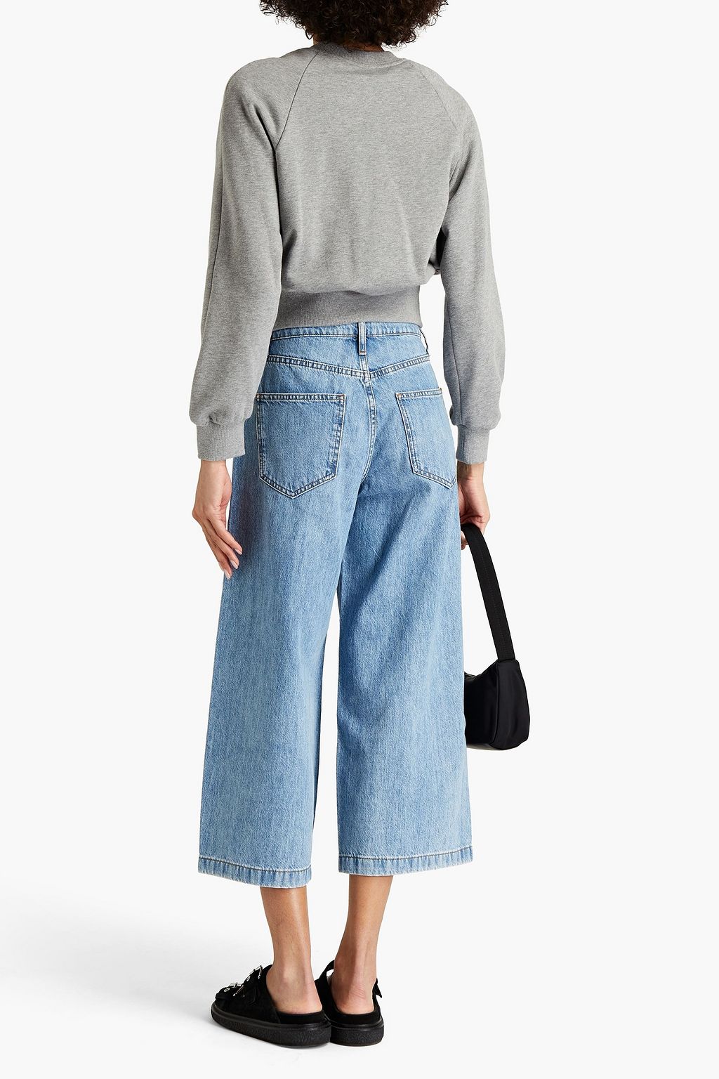 TRIARCHY Faded cropped high-rise wide-leg jeans