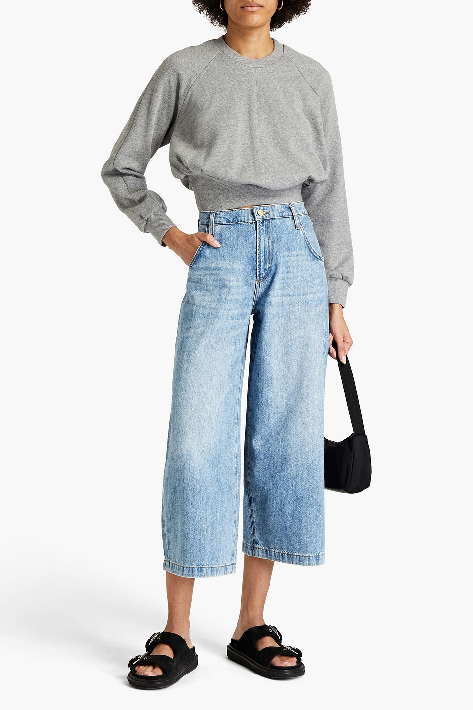 Triarchy Faded Cropped High-rise Wide-leg Jeans In Light Denim